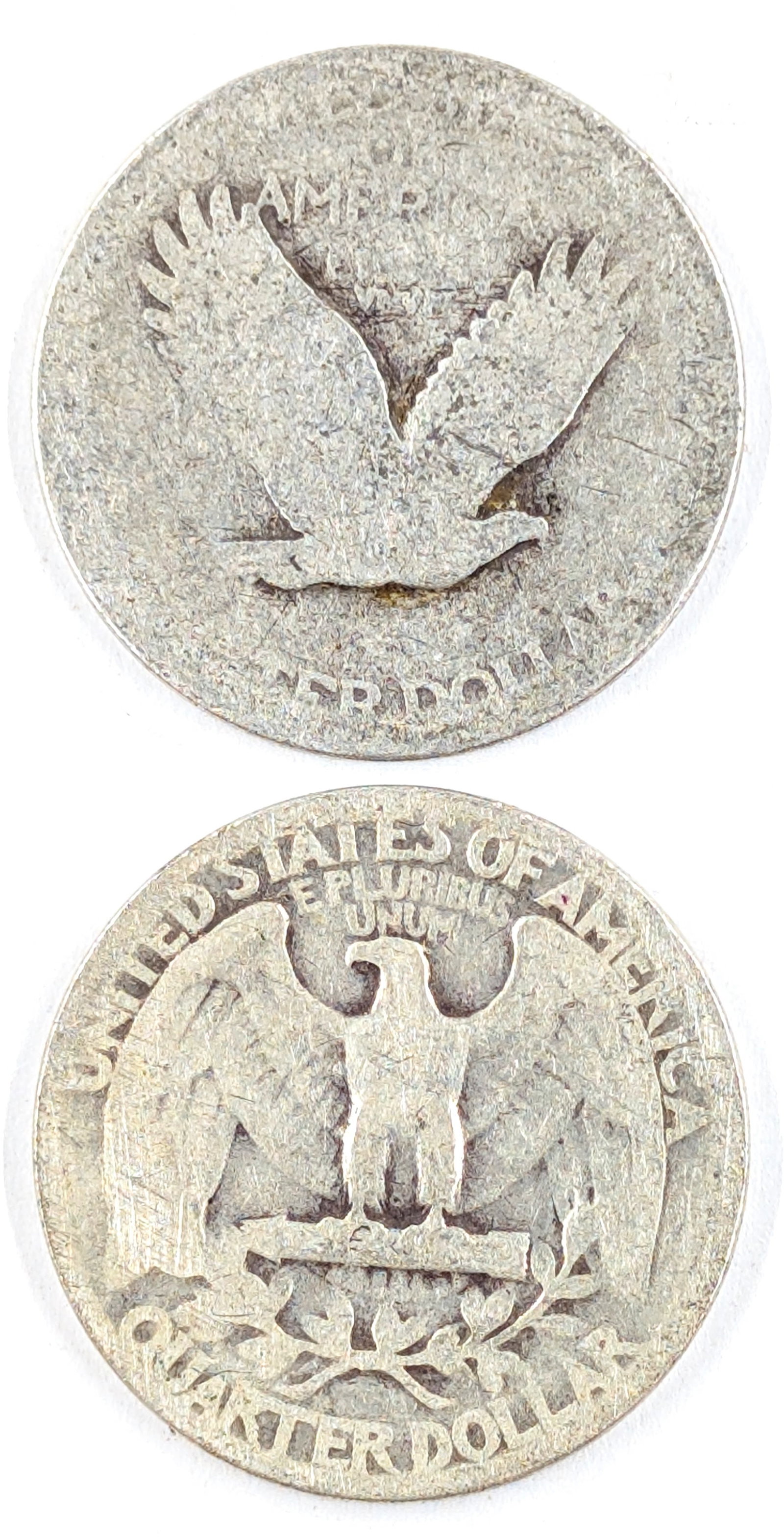 Lot of 2 Silver Quarters- No Date Standing Quarter, 1932 Washington Quarter - 2