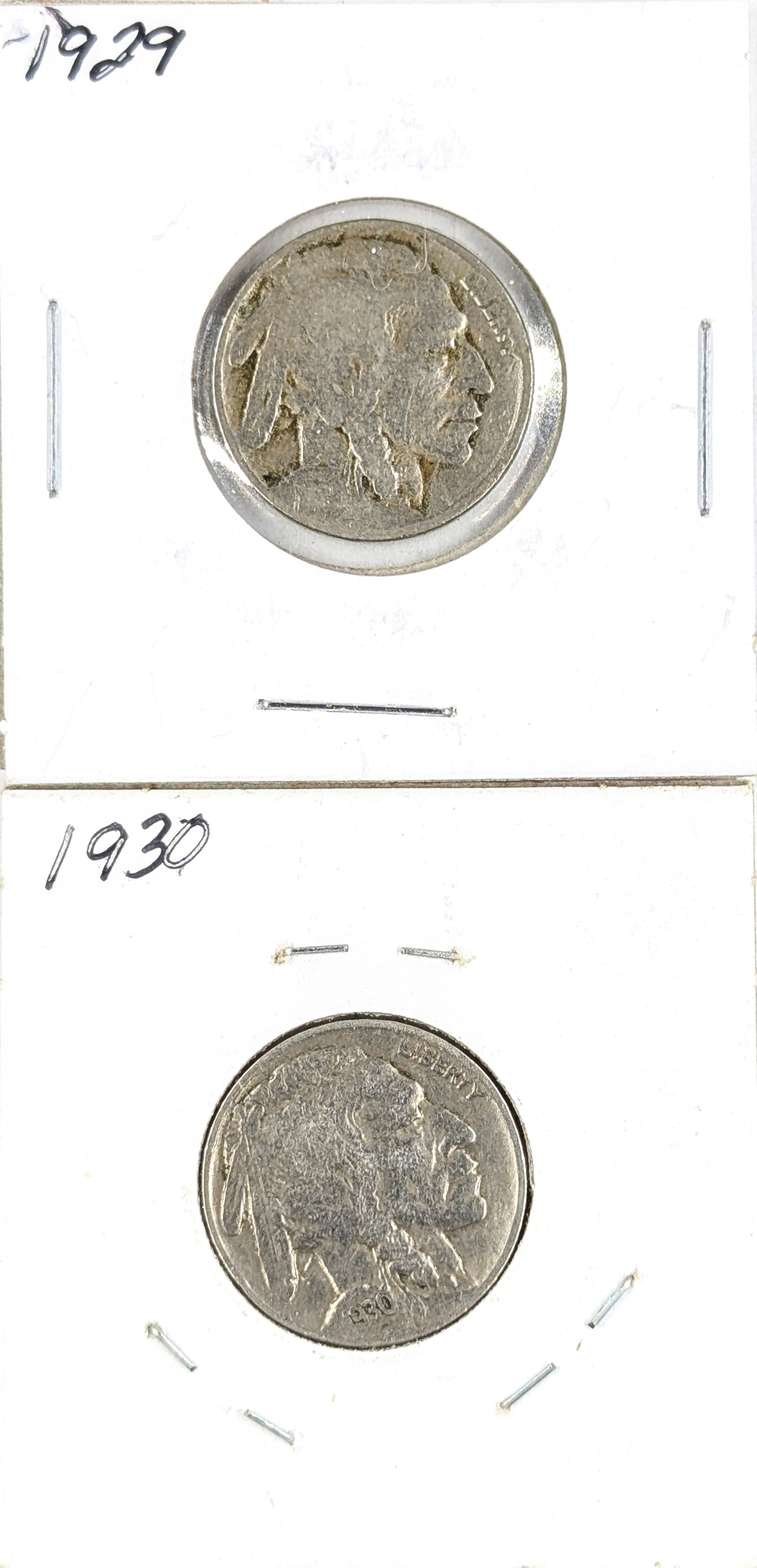 Lot of 2 Buffalo Head Nickels- 1929, 1930 (1 of 2)