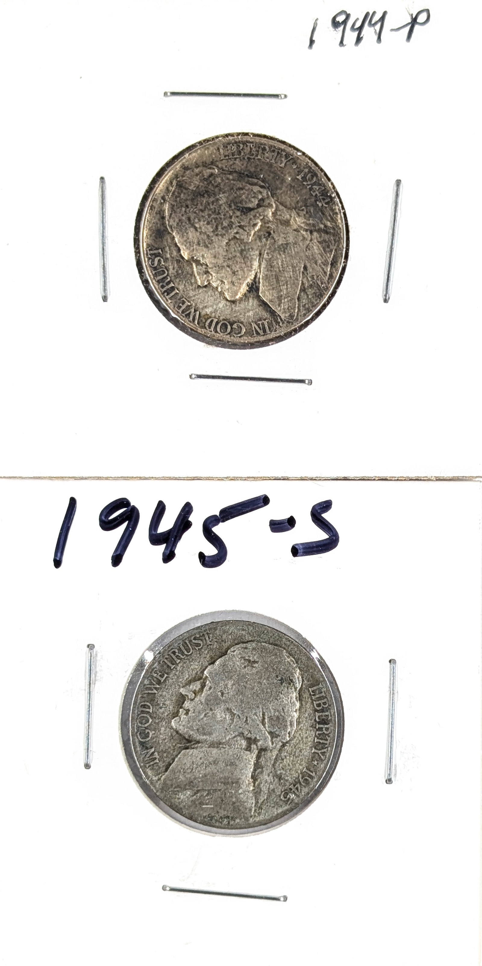 Lot of 2 Silver War Nickels - 1944, 1945-S (1 of 2)