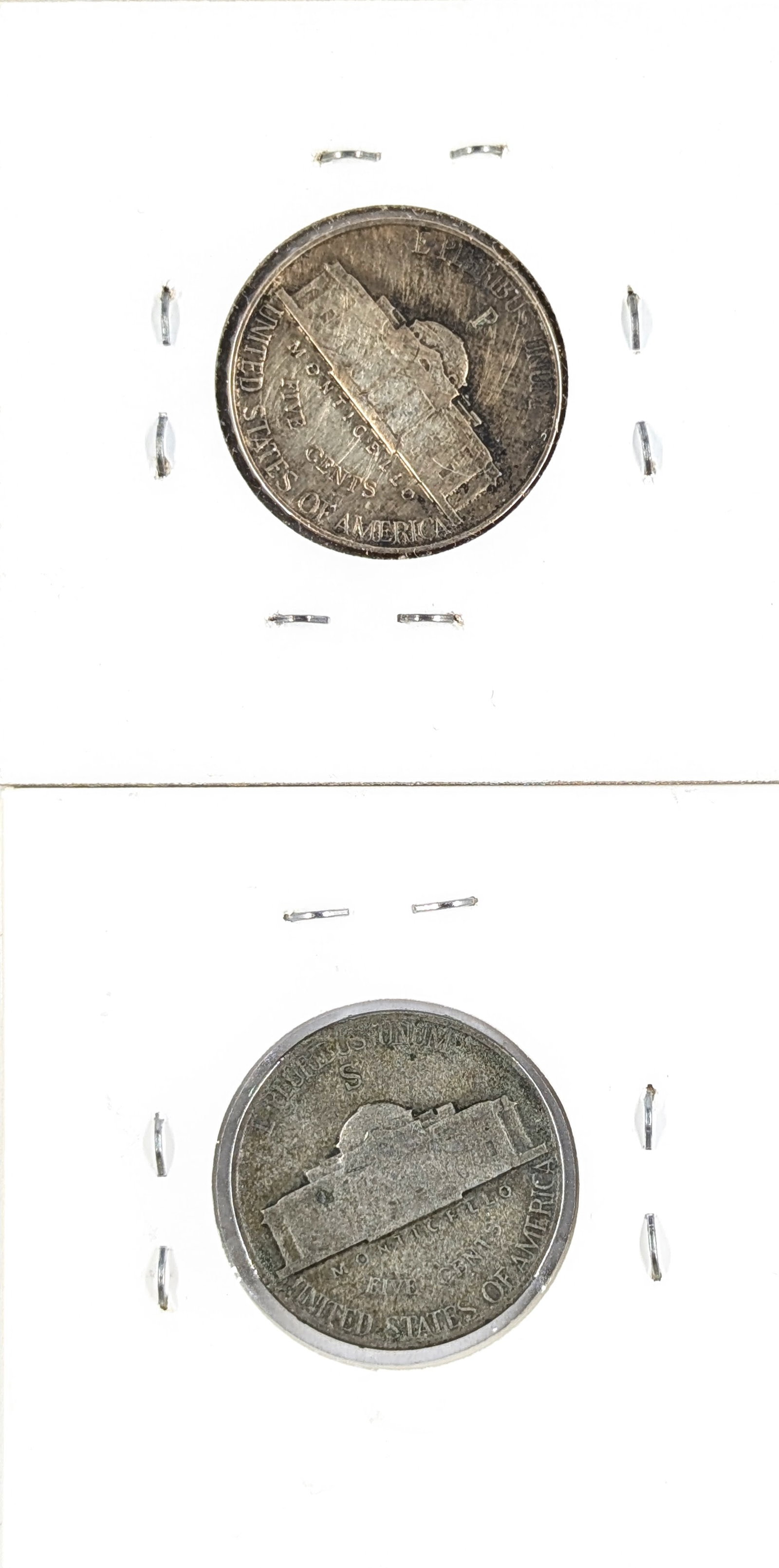 Lot of 2 Silver War Nickels - 1944, 1945-S - 2