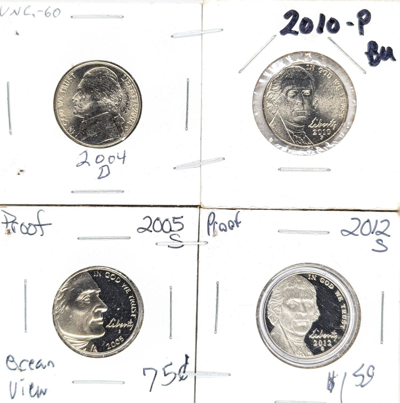 Lot of 4 Jefferson Nickels- 2004-2012 (1 of 2)