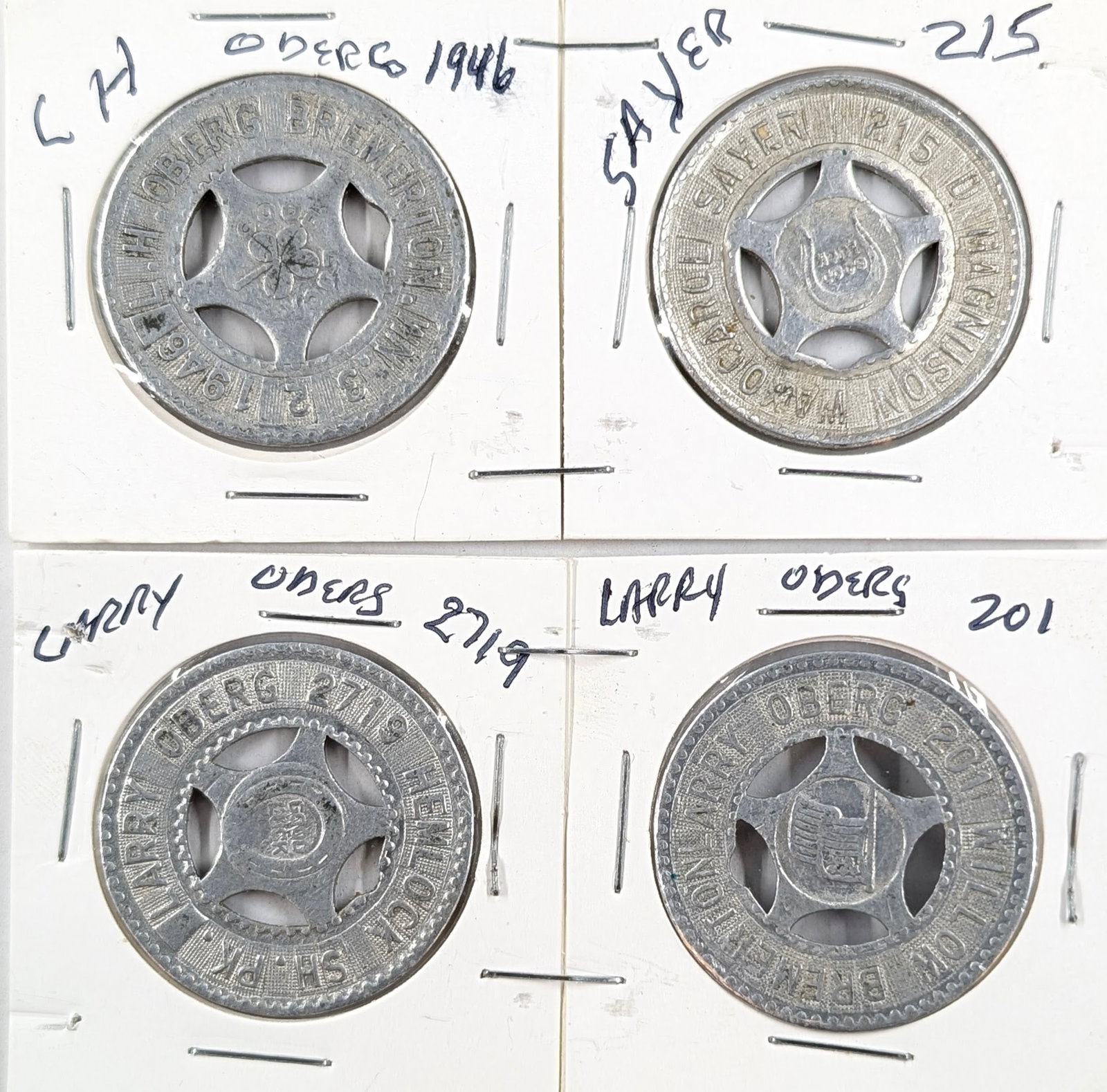 Lot of 4 Tokens- Larry Oberg, Sayer: _