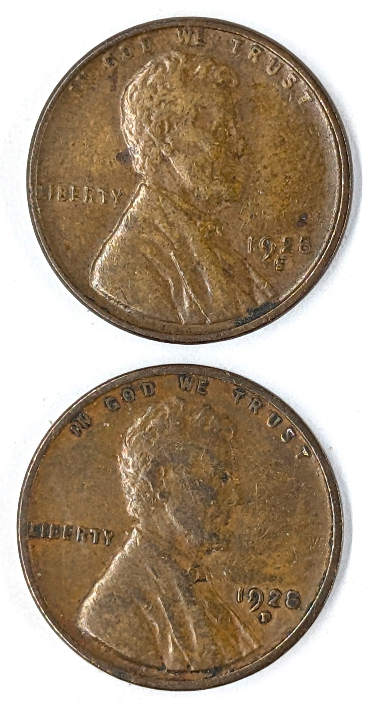 Lot of 2 Wheat Cents- 1928 S/D: _