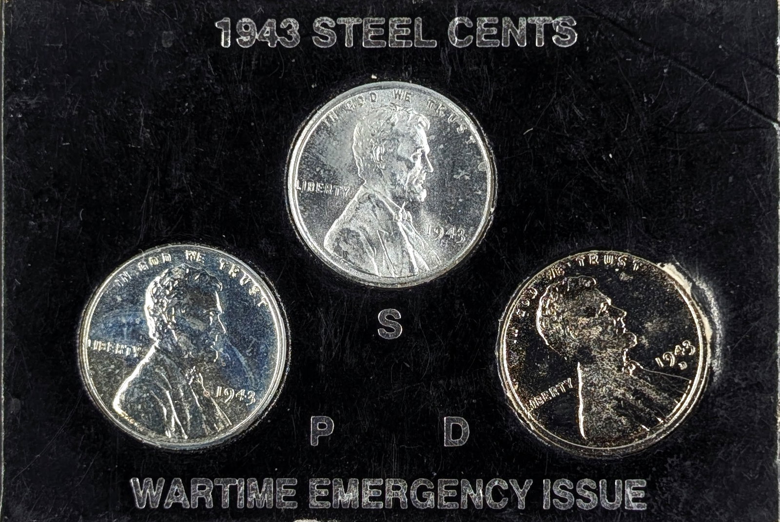 Lot of 3 Wartime Emergency Issue 1943 Steel Cents- P/S/D: _