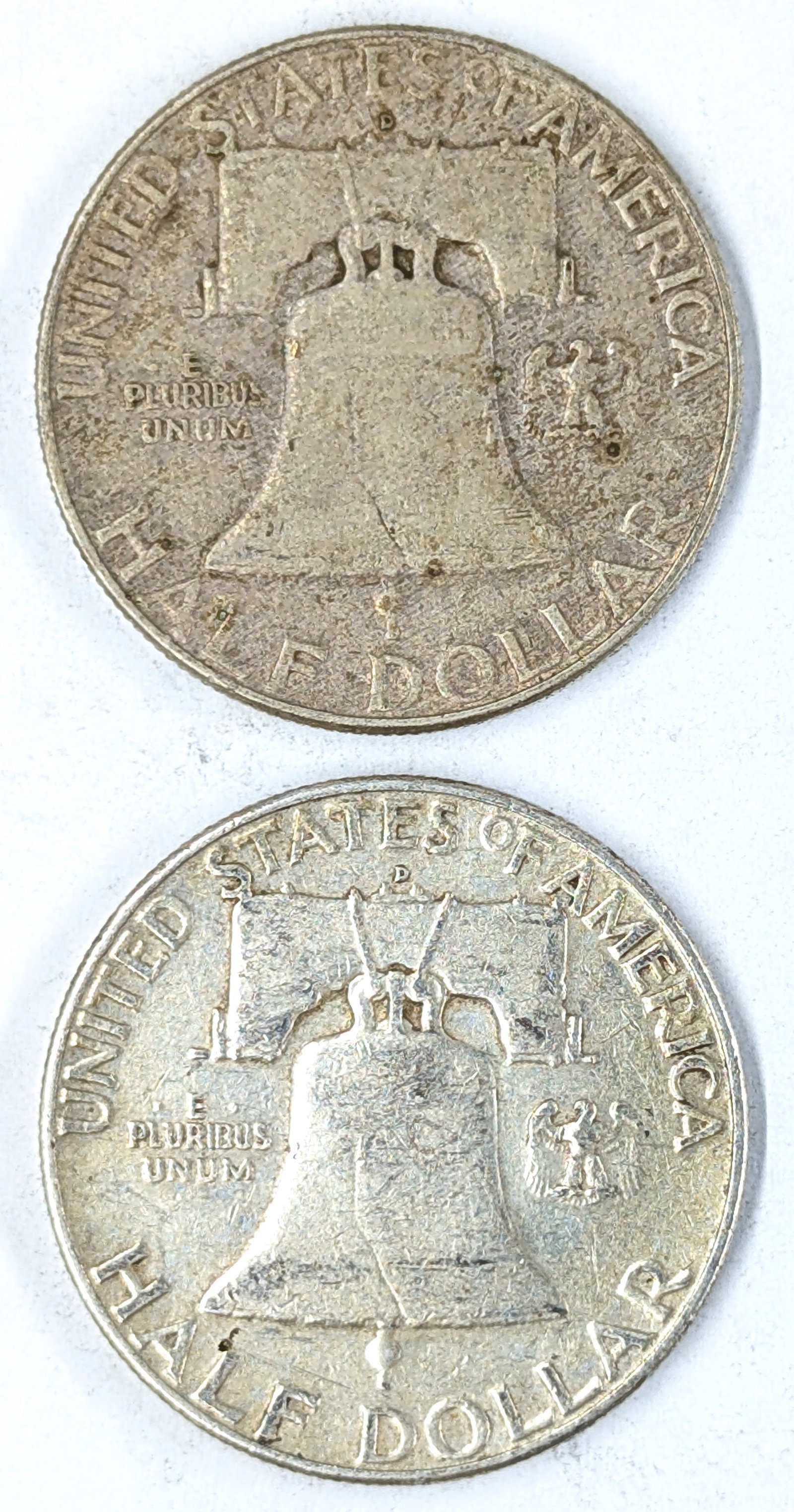 Lot of 2 Silver Franklin Half Dollars- 1961-D,1962-D - 2