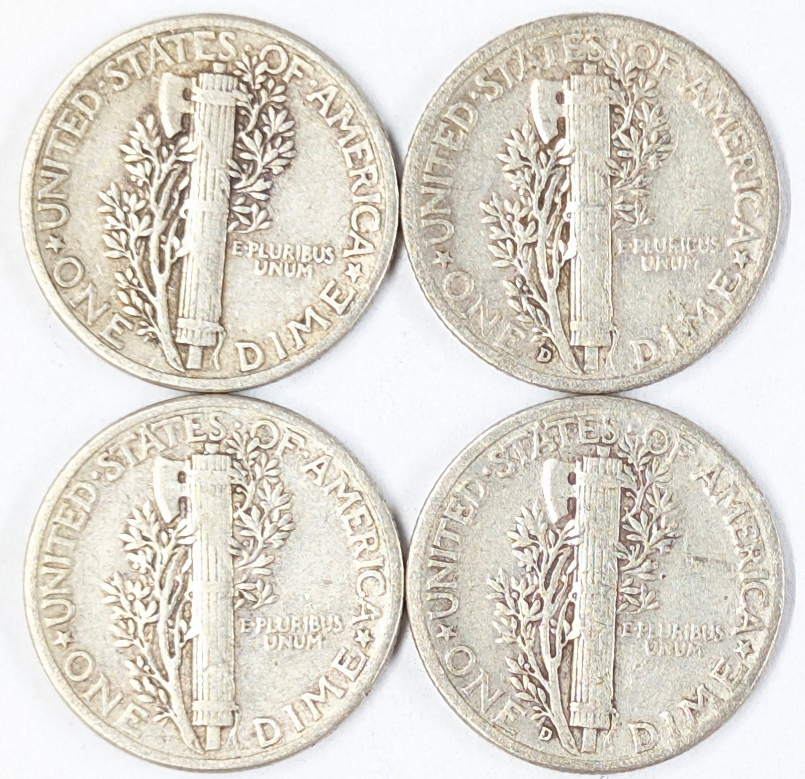 Lot of 4 Silver Mercury Dimes- 1940-1944 - 2