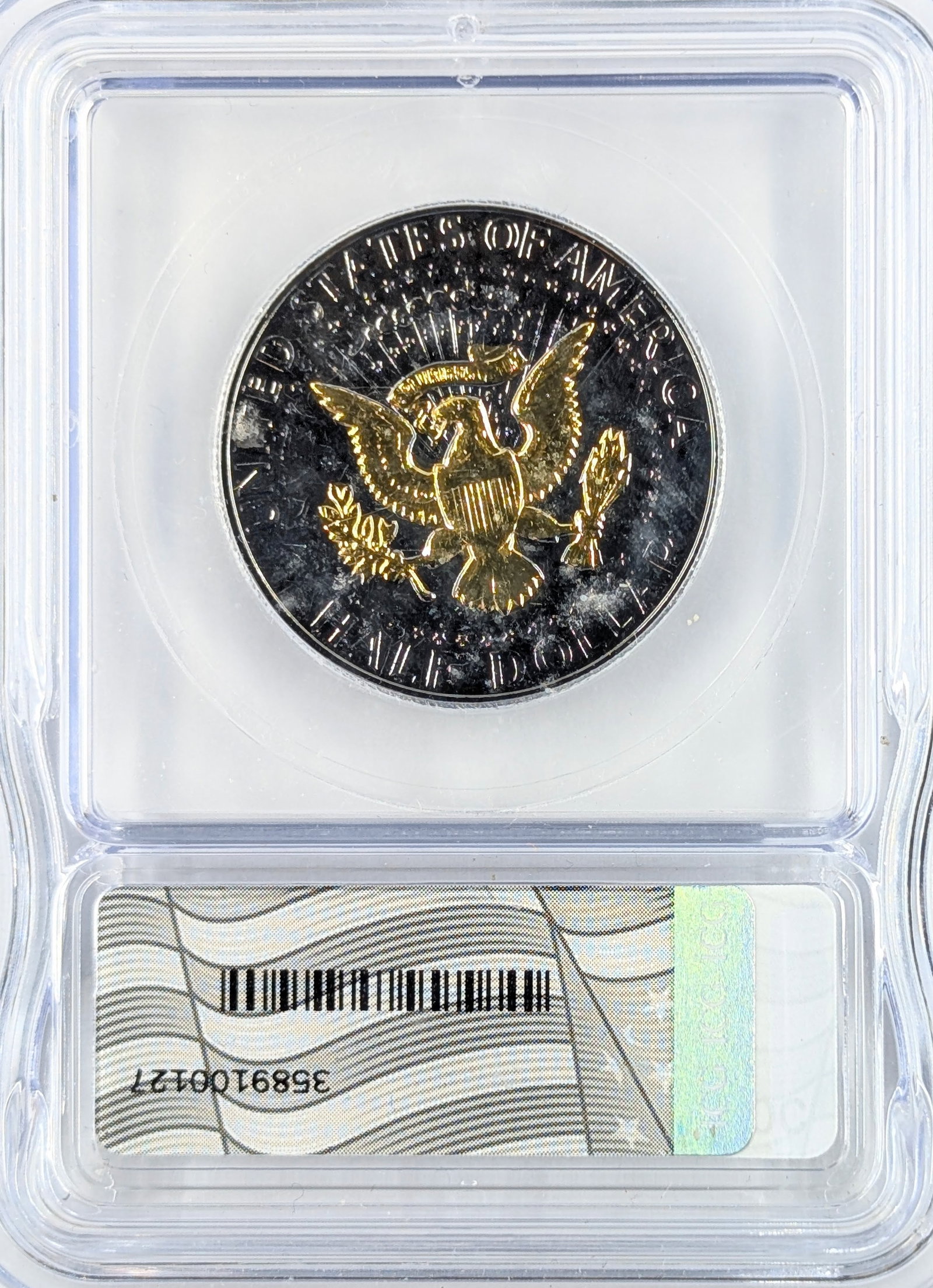ICG 1965 Genuine Silver John F Kennedy Half Dollar- Ruthenium & Gold - 2