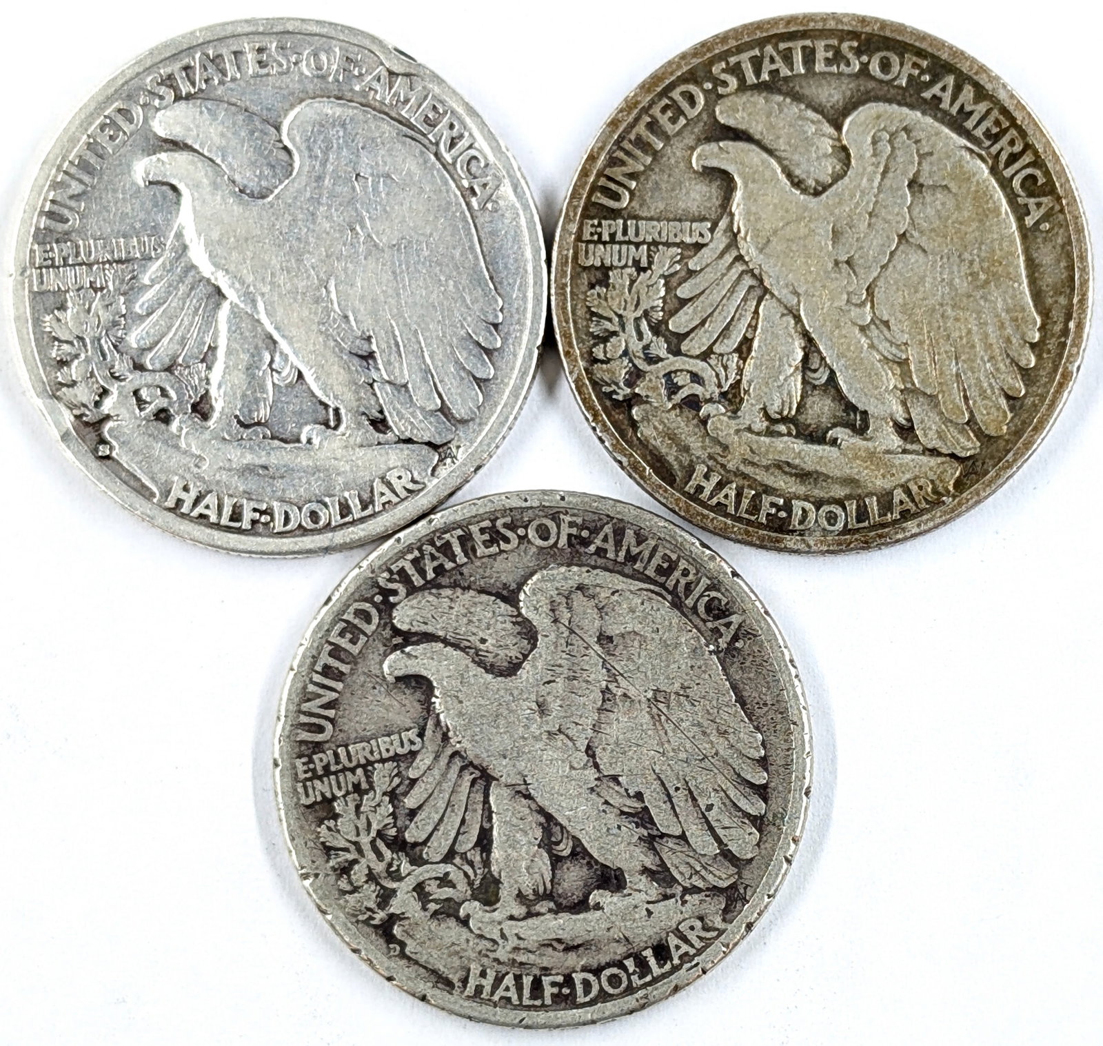 Lot of 3 Silver Walking Liberty Half Dollars- 1929-D, 1935, 1941-D - 2