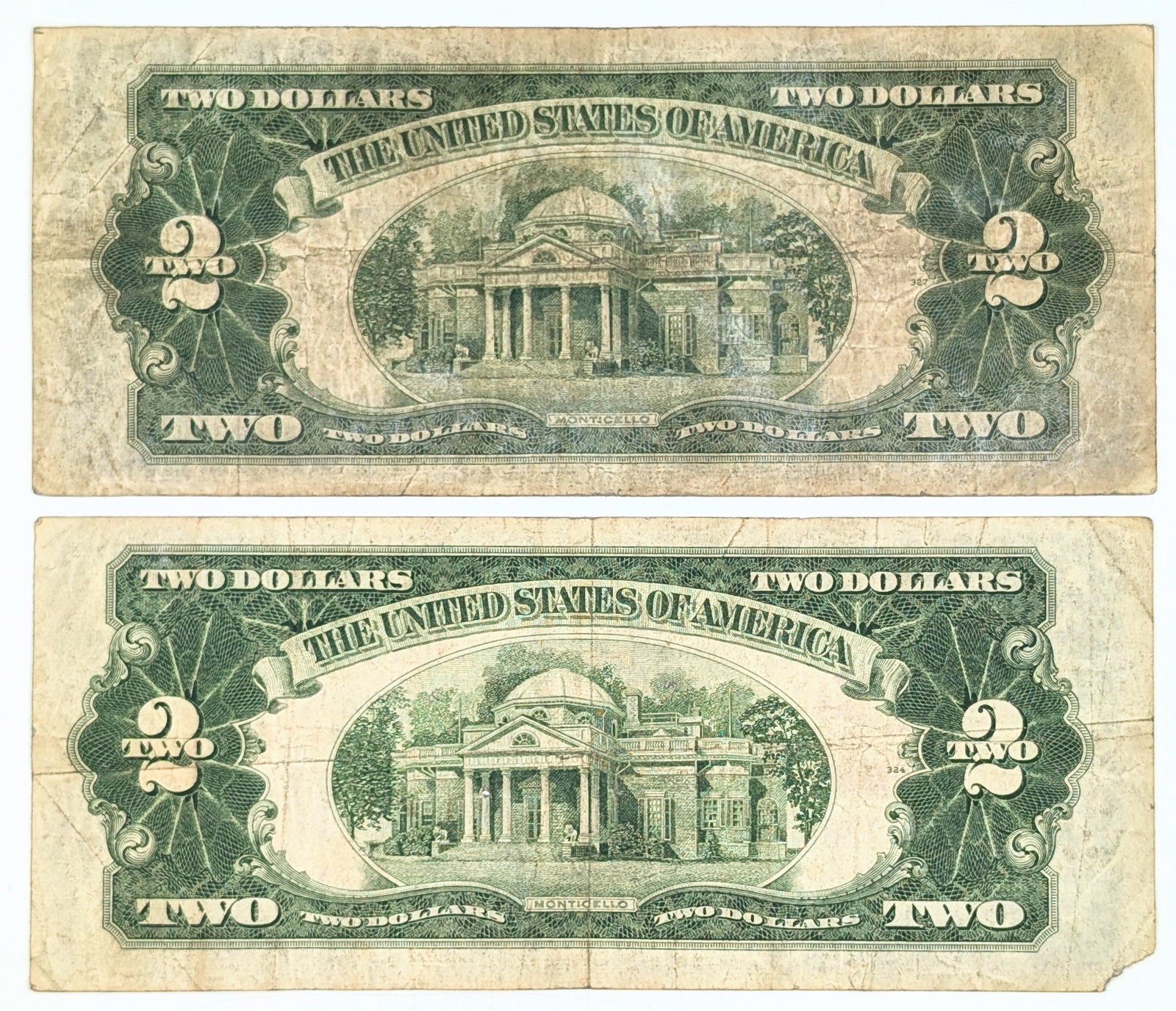 Lot of 2- 1928 D $2 Notes - Red Seals - 2