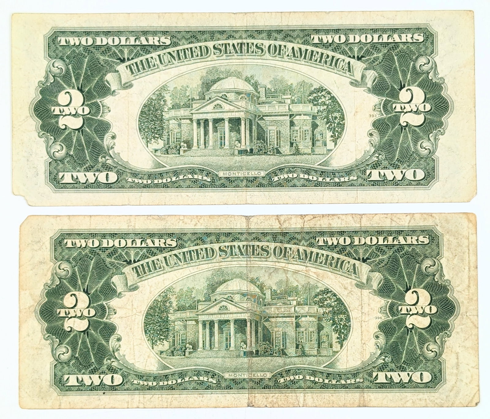Lot of 2- 1953 $2 Notes - Red Seals - 2