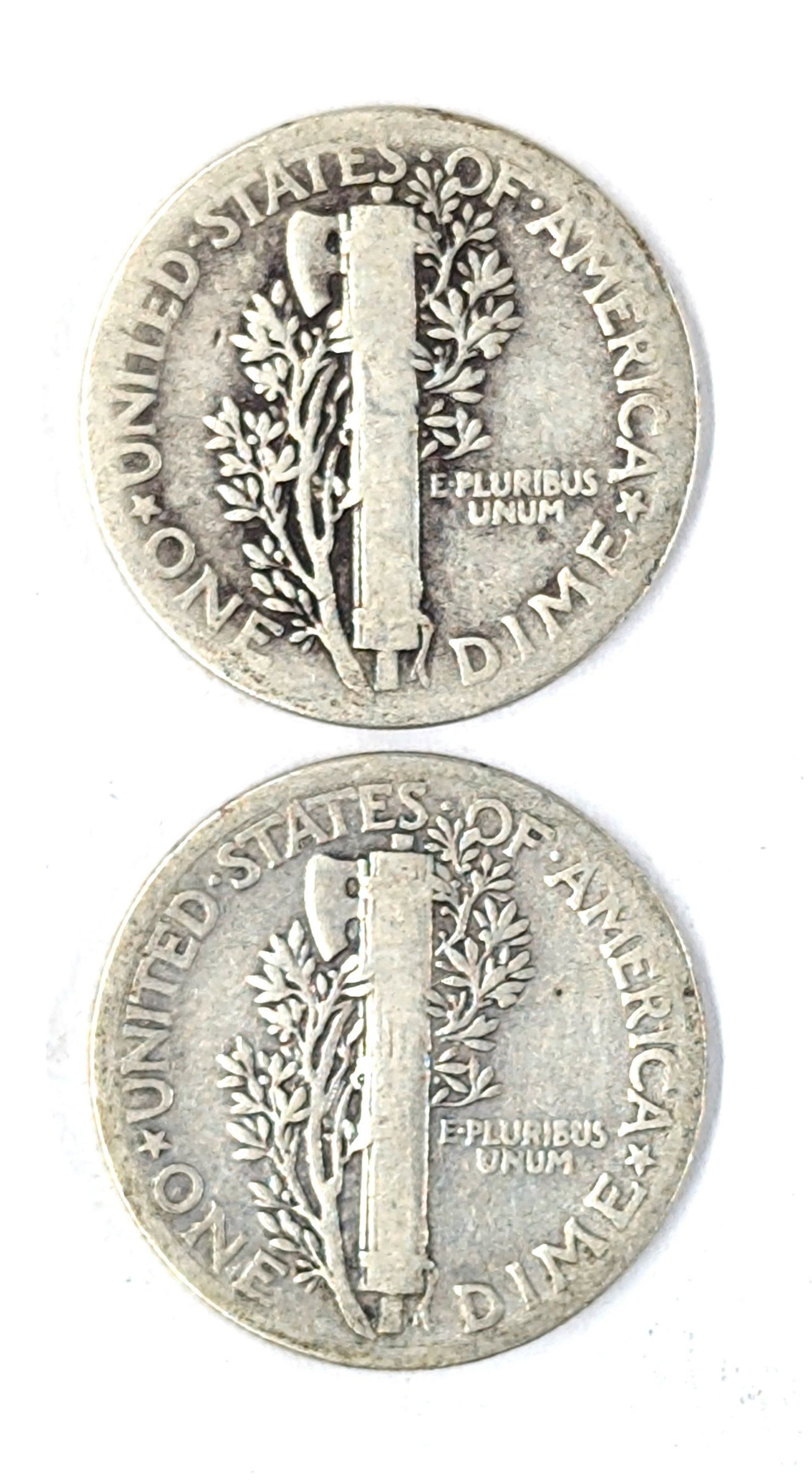 Lot of 2 Silver Mercury Dimes - 1942, 1943 - 2