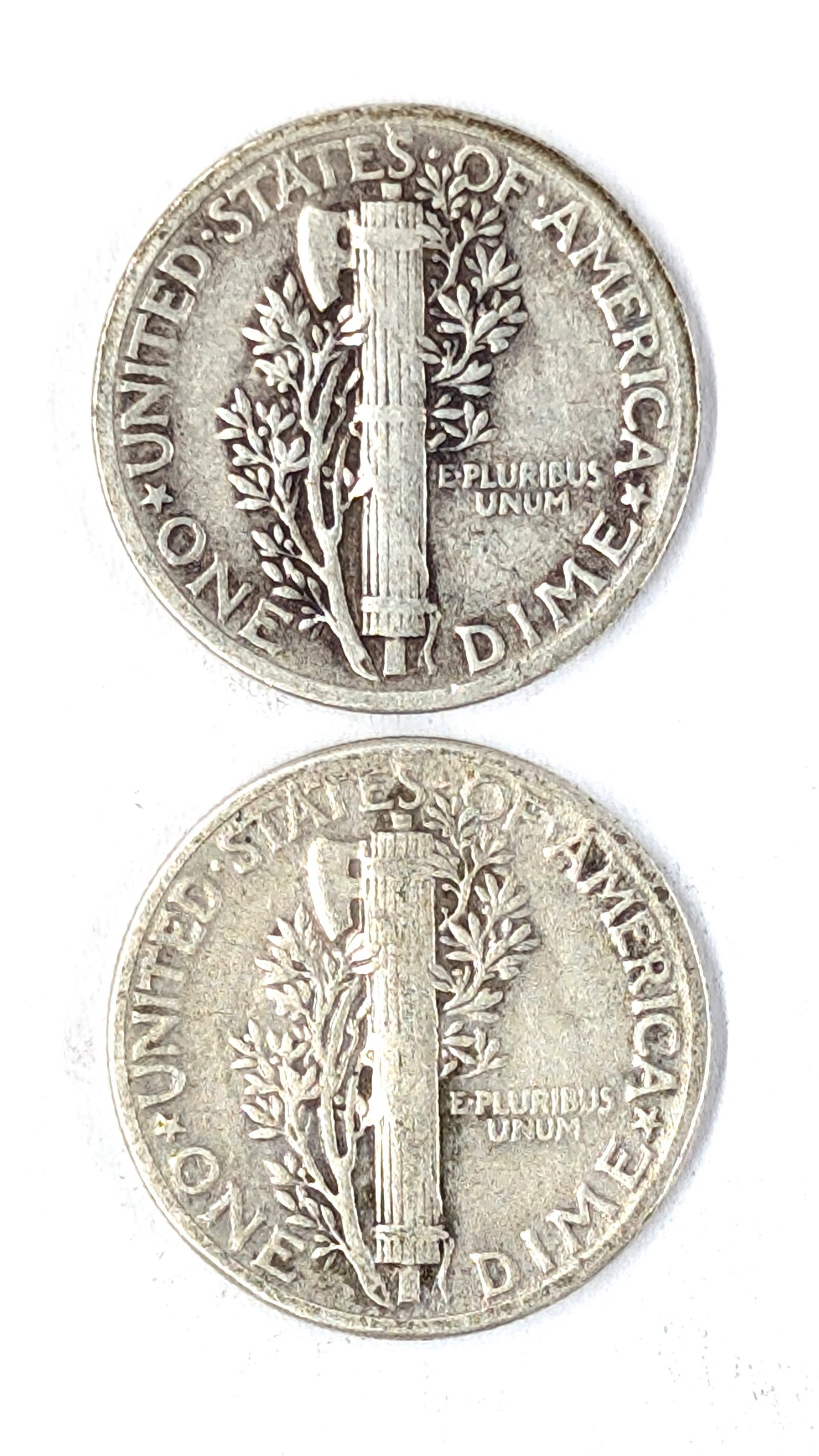 Lot of 2 Silver Mercury Dimes - 1944, 1945 - 2