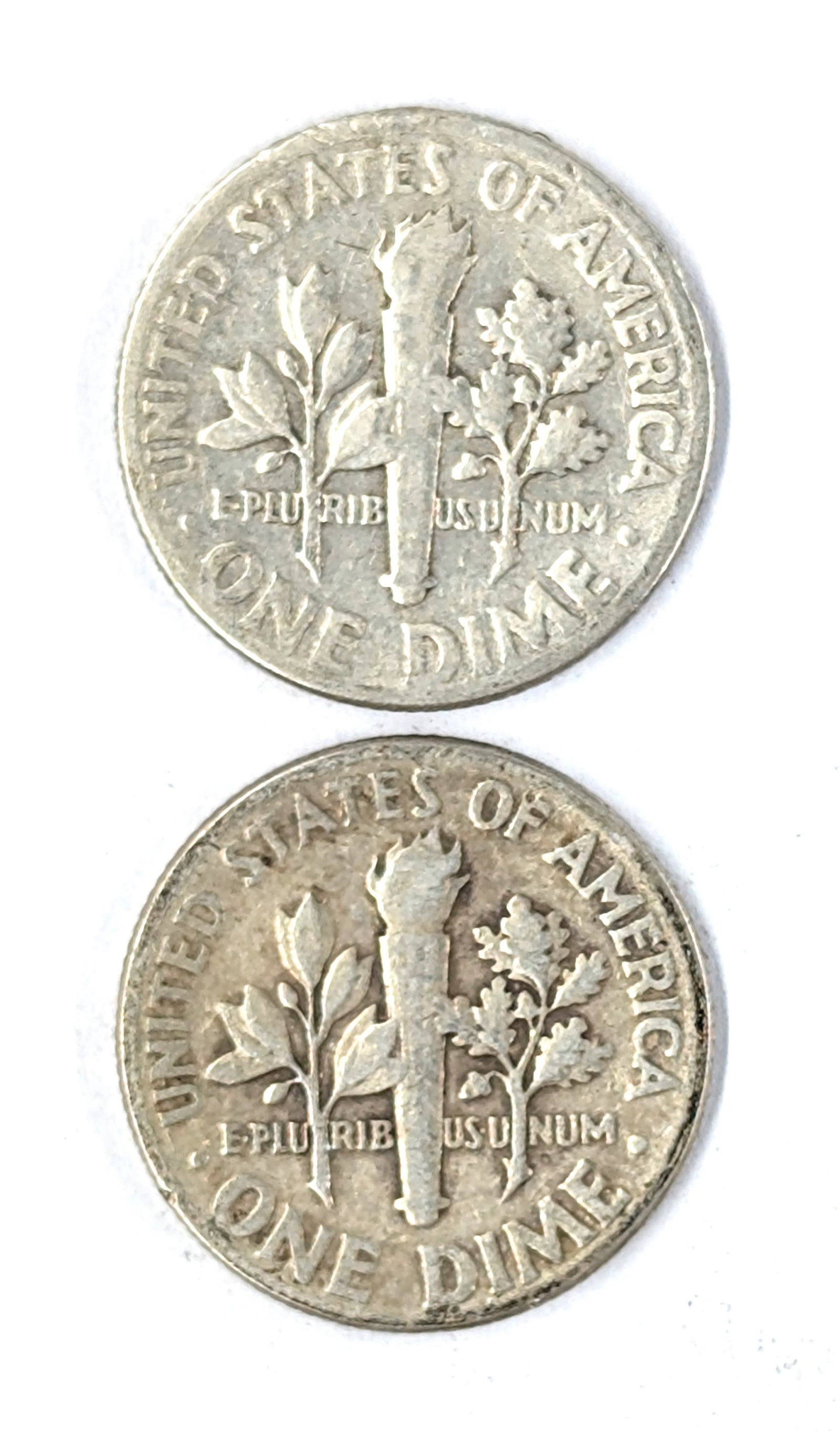 Lot of 2 Silver Roosevelt Dimes - 1946, 1947 - 2