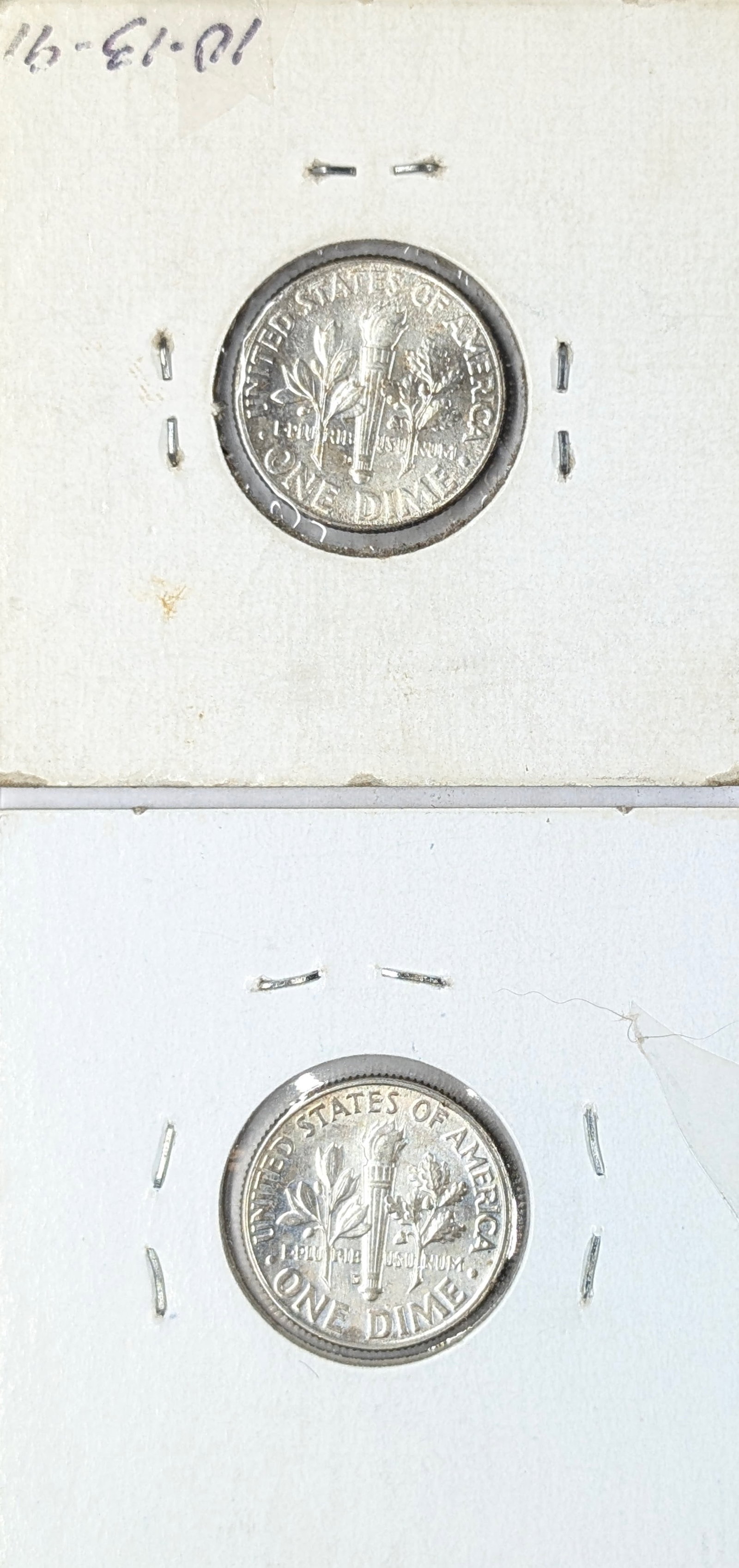 Lot of 2 Silver Roosevelt Dimes - Both AU 1964-D - 2