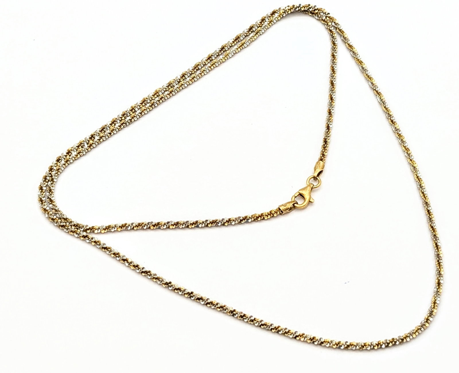 Sterling Silver Gold Toned Rope Chain Ladies Necklace: Length: 22in