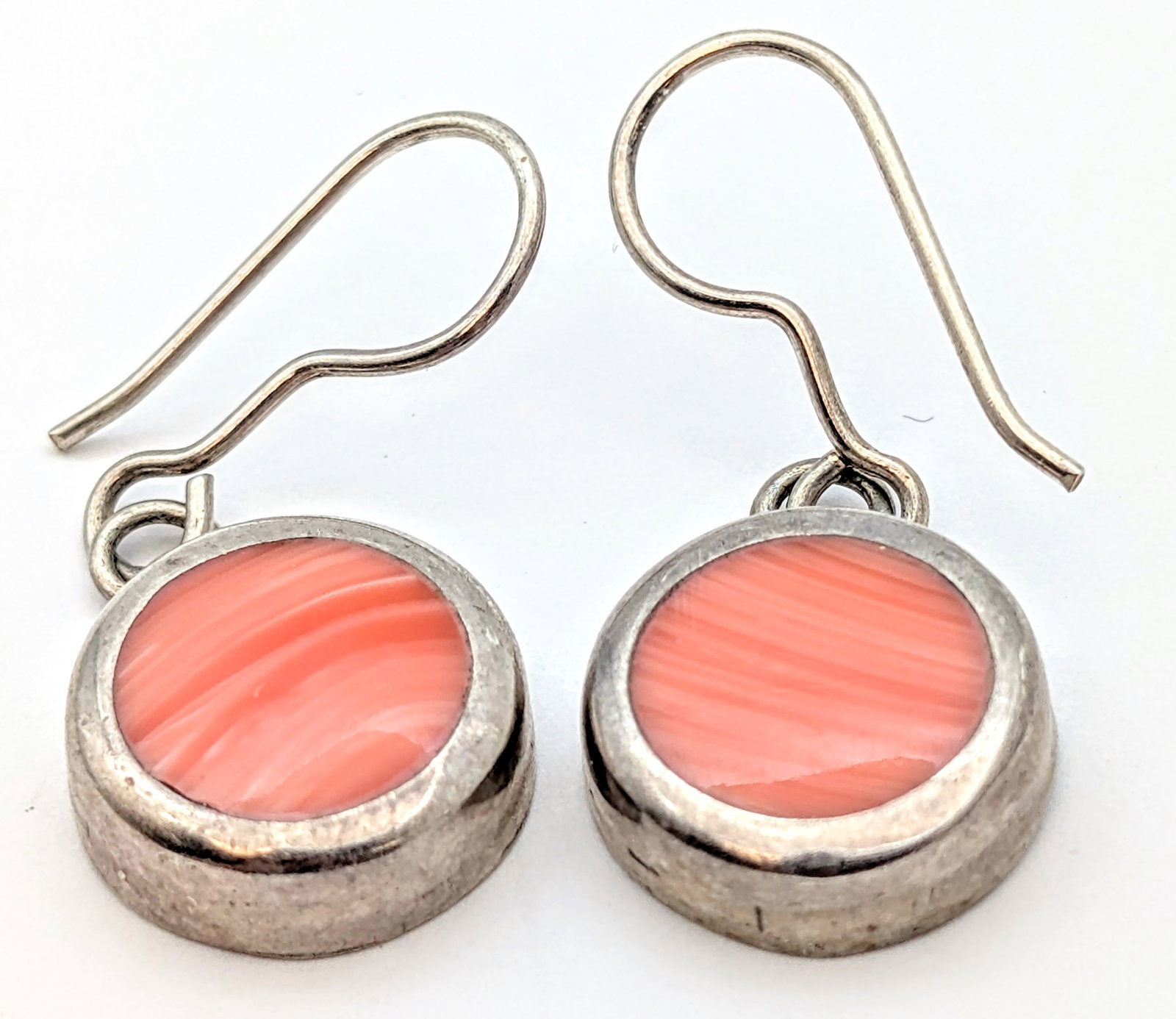 Lot of 2 Vintage Sterling Silver Earrings- Blue Stone, Pink Stone - 2