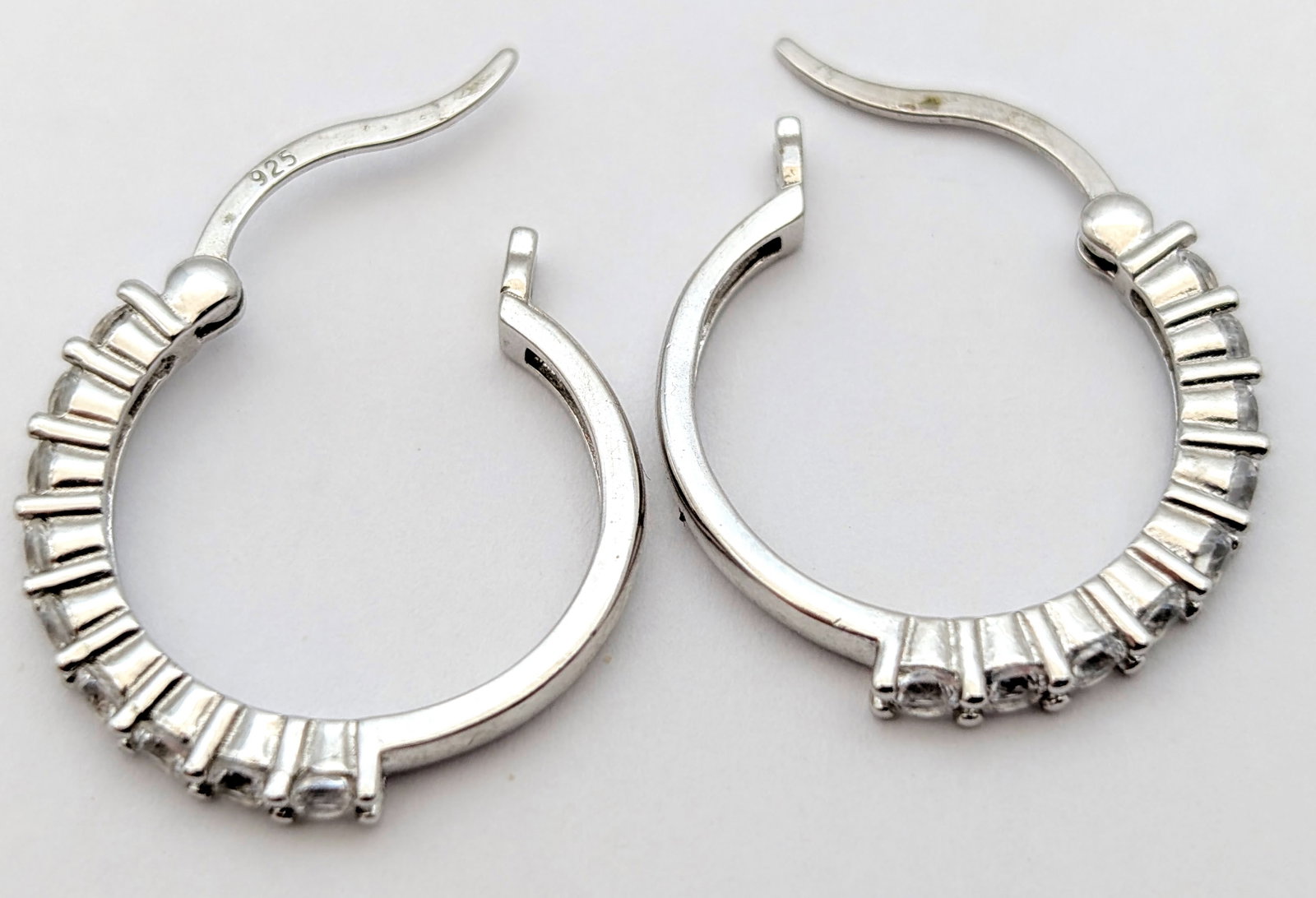 Lot of 2 Vintage Sterling Silver Earrings- Blue Stone, Hoopes - 2