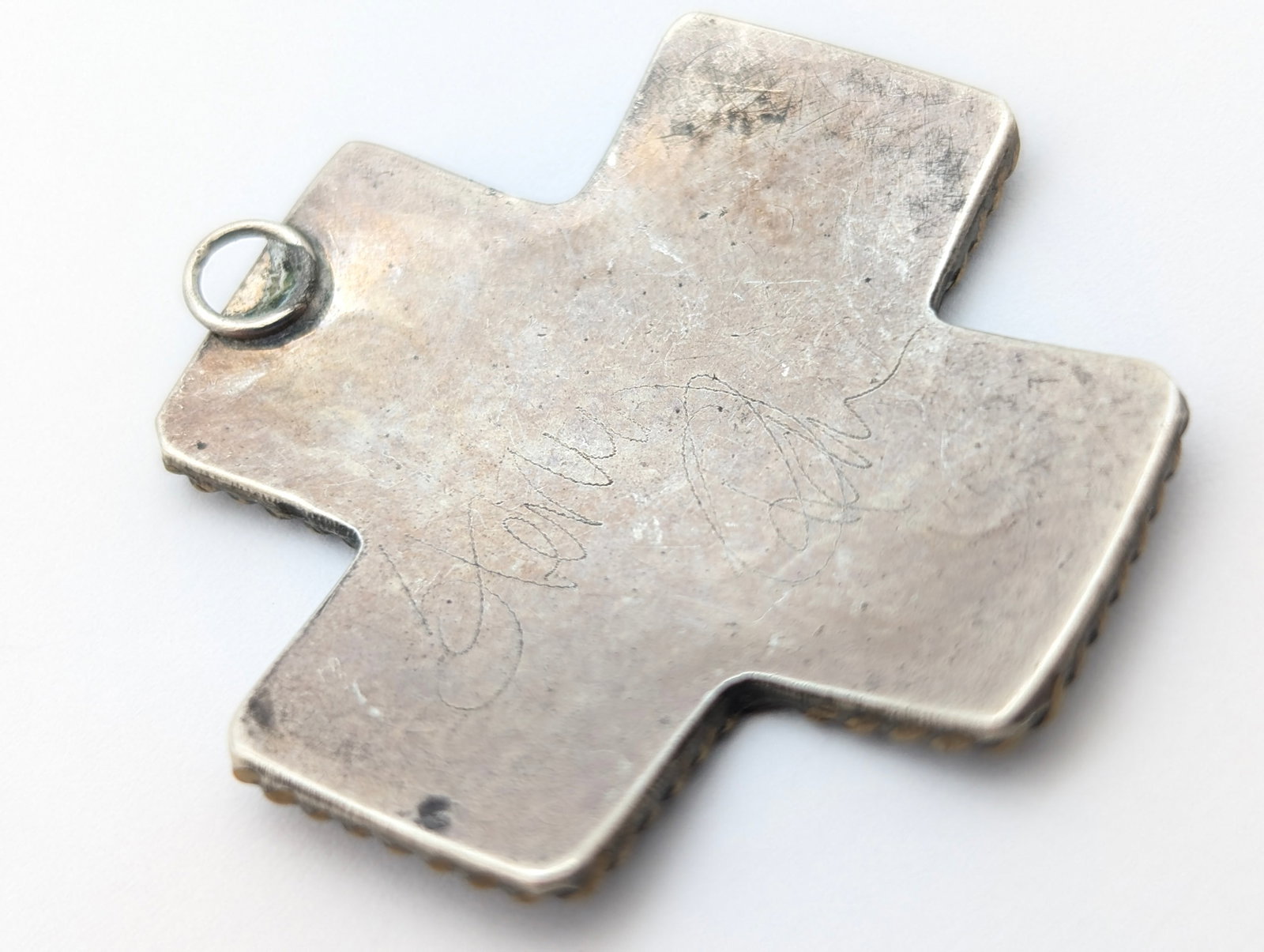 Lot of 2 Vintage Sterling Silver Engraved Floral Cross Pendants - 4