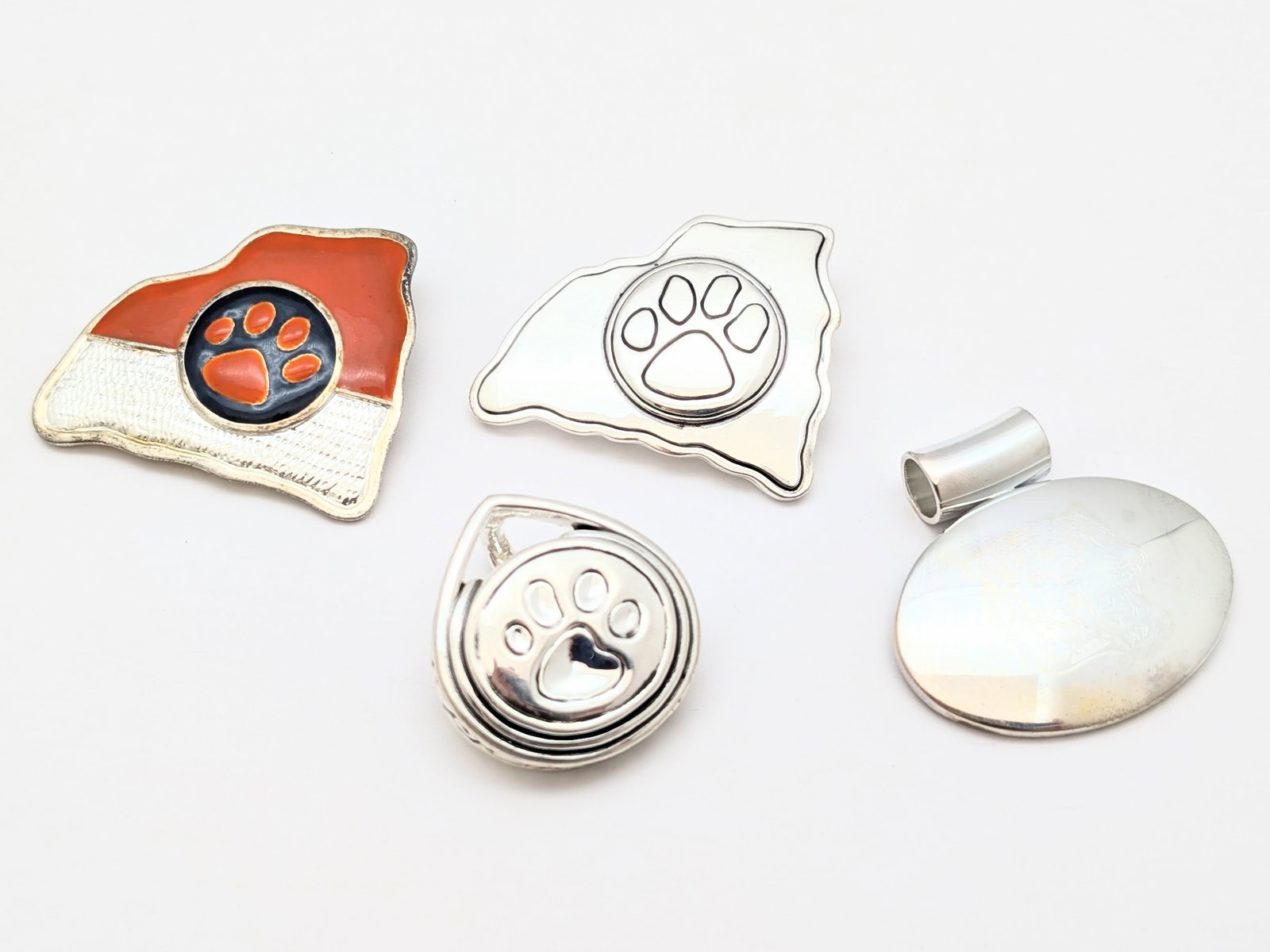 Lot of 4 Silver Toned Clemson Pendants/Brooches: Jewelry