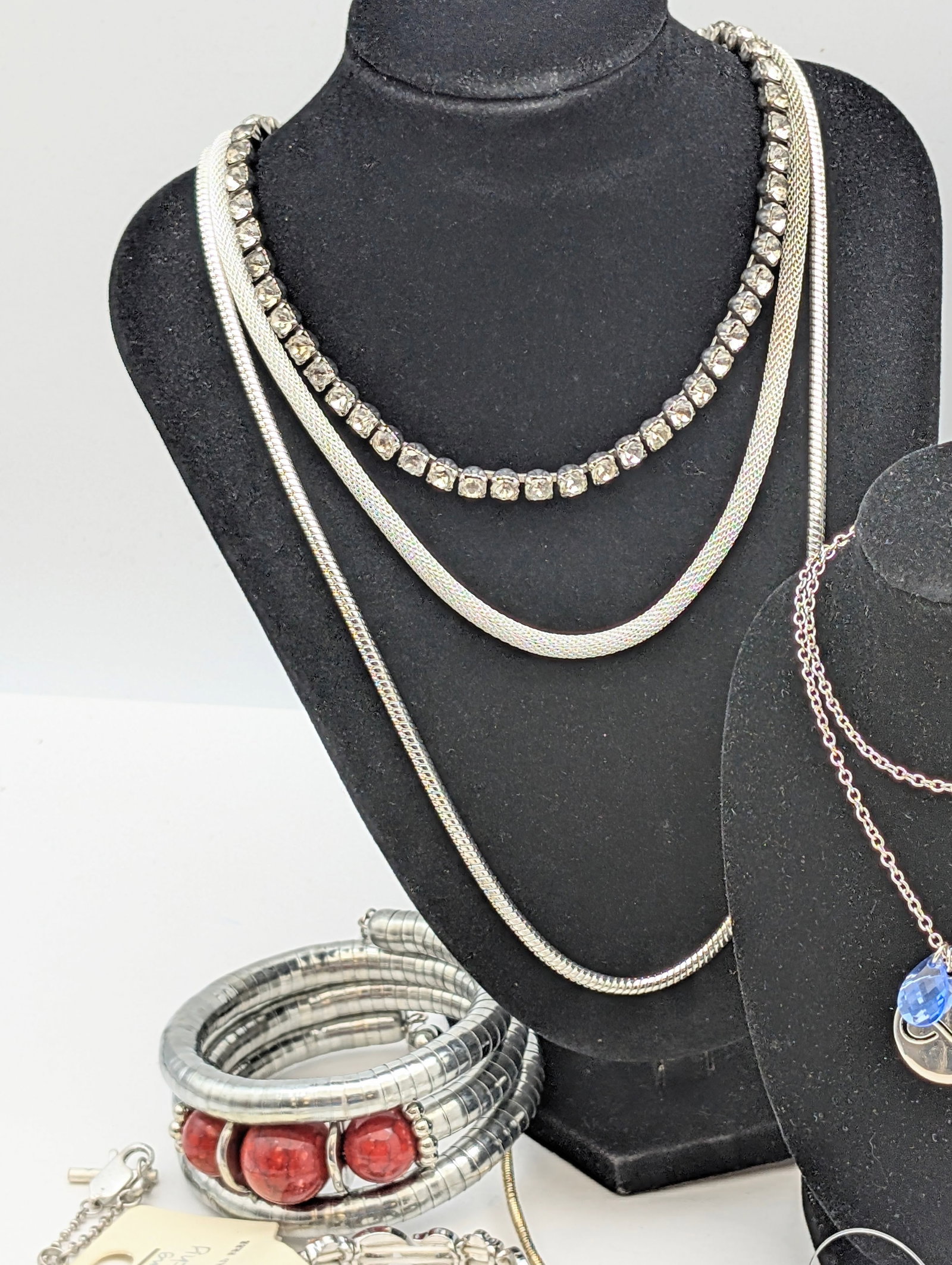 Large Lot of Ladies Silver Toned Jewelry- Necklaces, Bracelets, Pendants, ect - 2