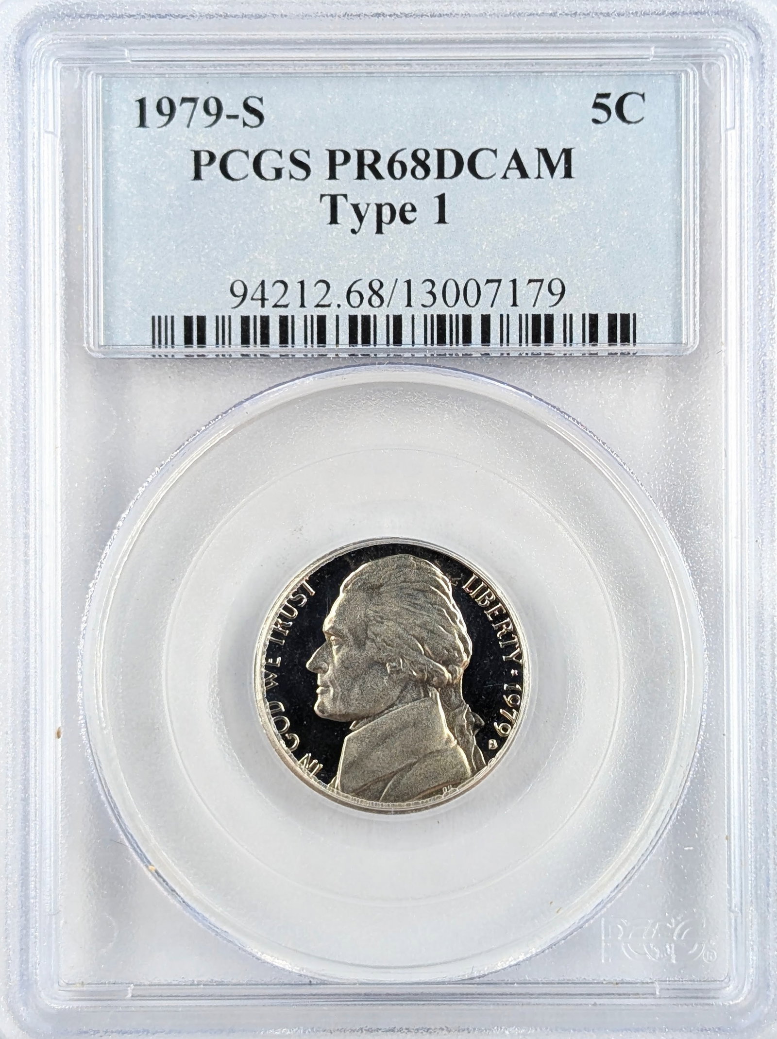 PCGS 1979-S PR68 DCAM Jefferson Nickel Type 1: Coin