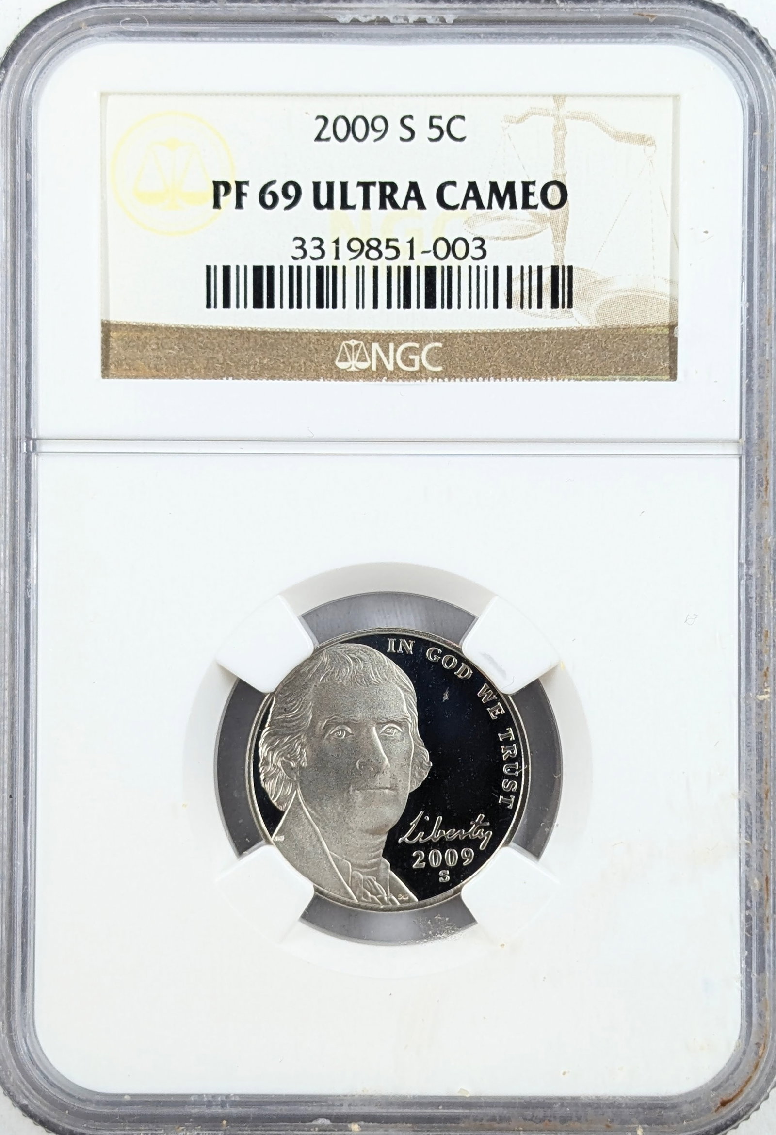 NGC 2009-S PF69 Ultra Cameo Jefferson Nickel: Coin
