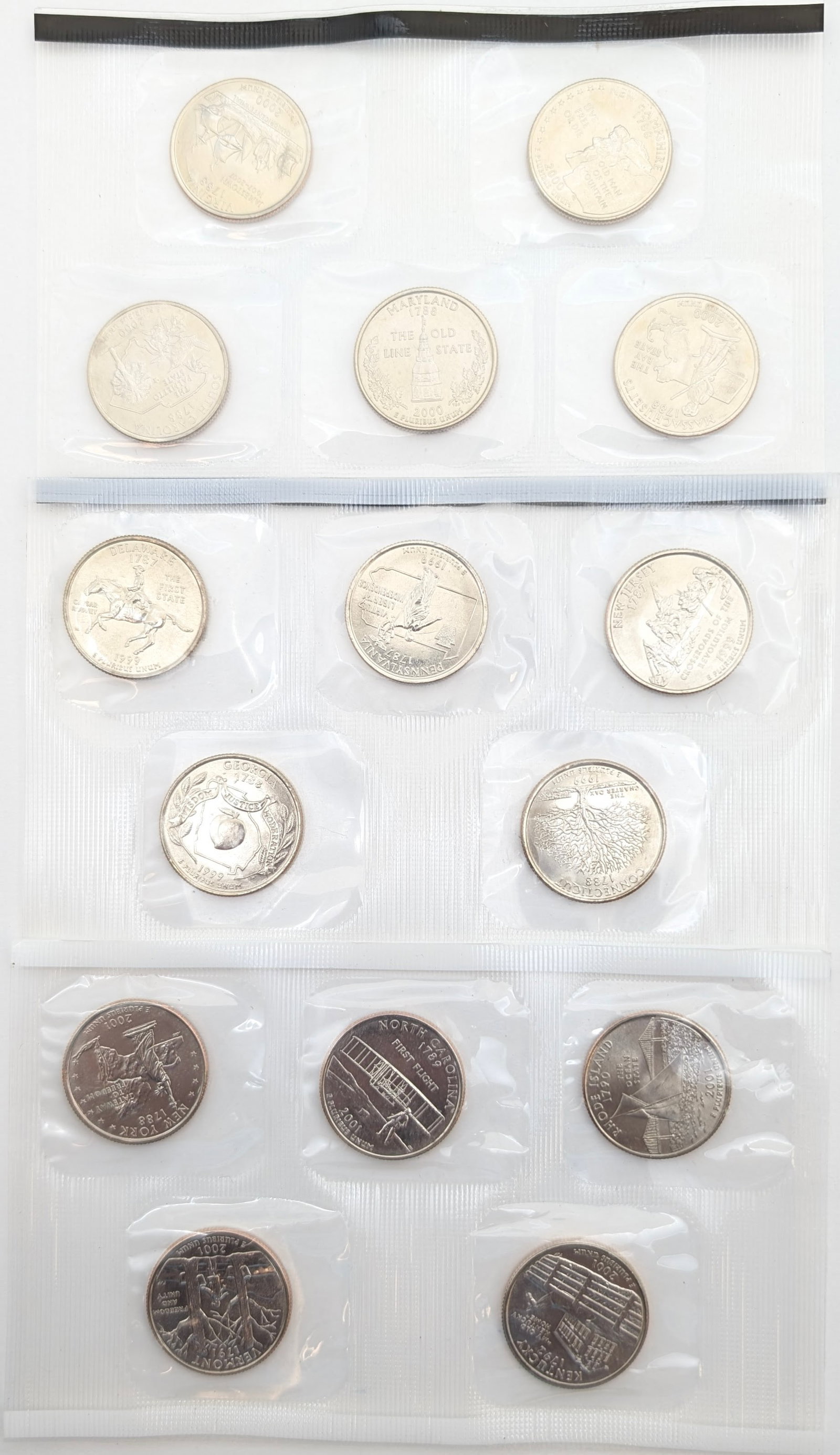 Lot of 3 US Mint Uncirculated State Quarters Sets- 1999, 2000, 2001: Coin