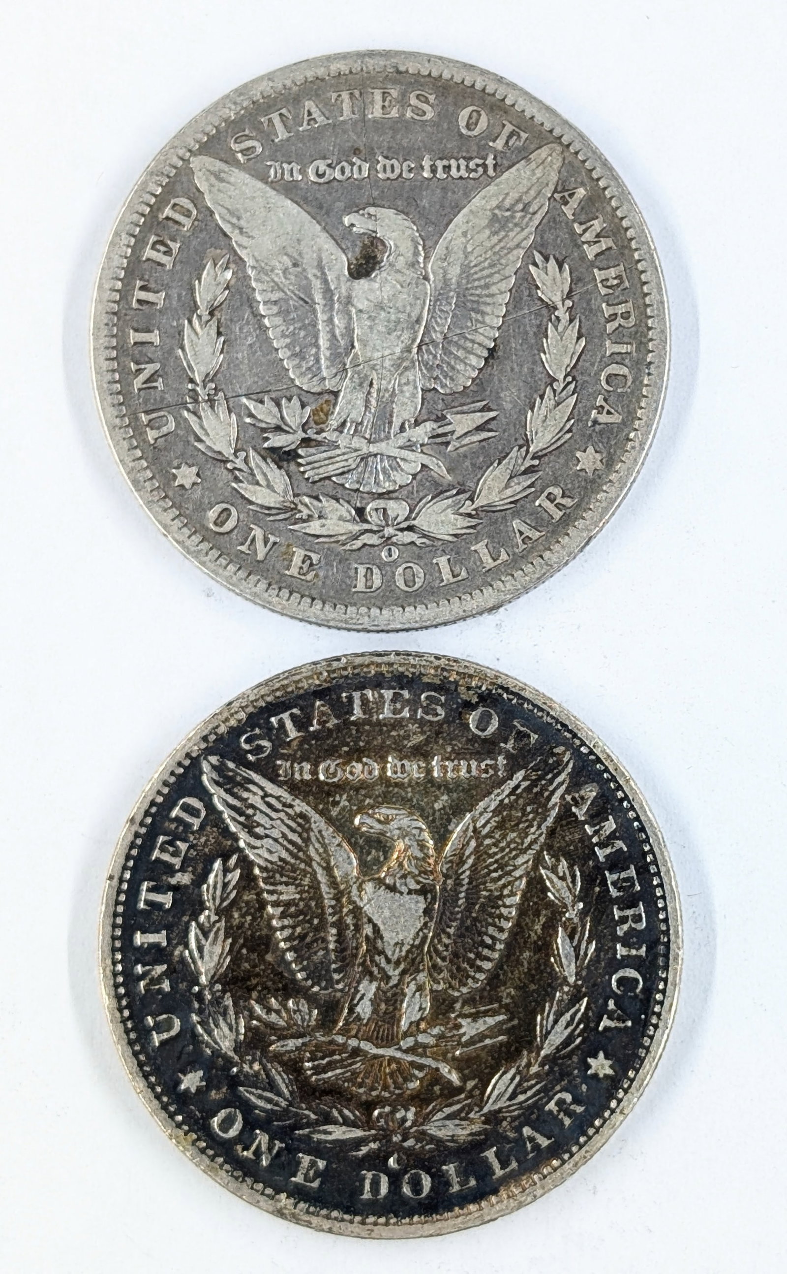 Lot of 2 Morgan Silver Dollars- 1900-O, 1892-O - 2