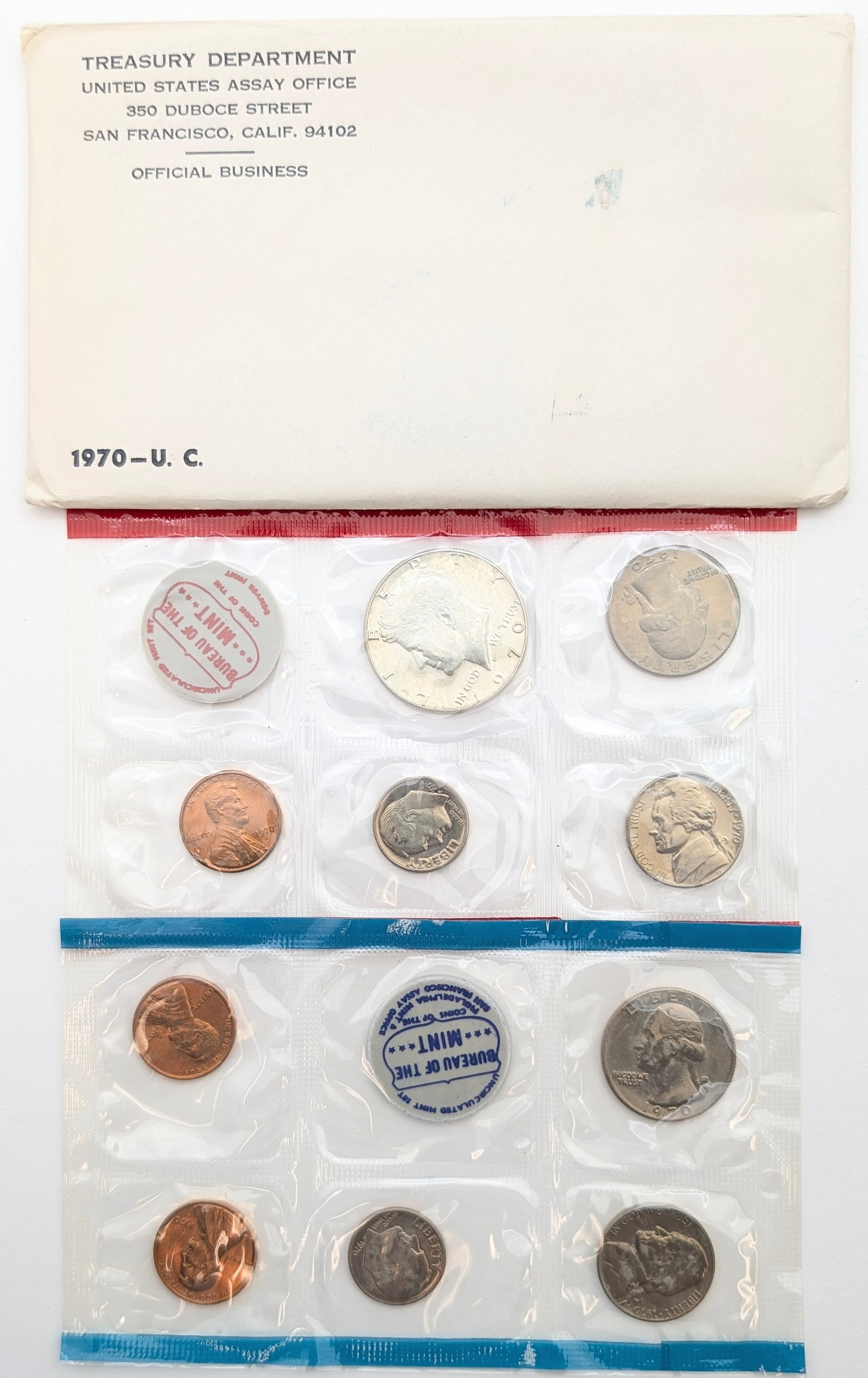1970 US Mint Uncirculated Coin Set w/ Silver JFK Half (1 of 2)