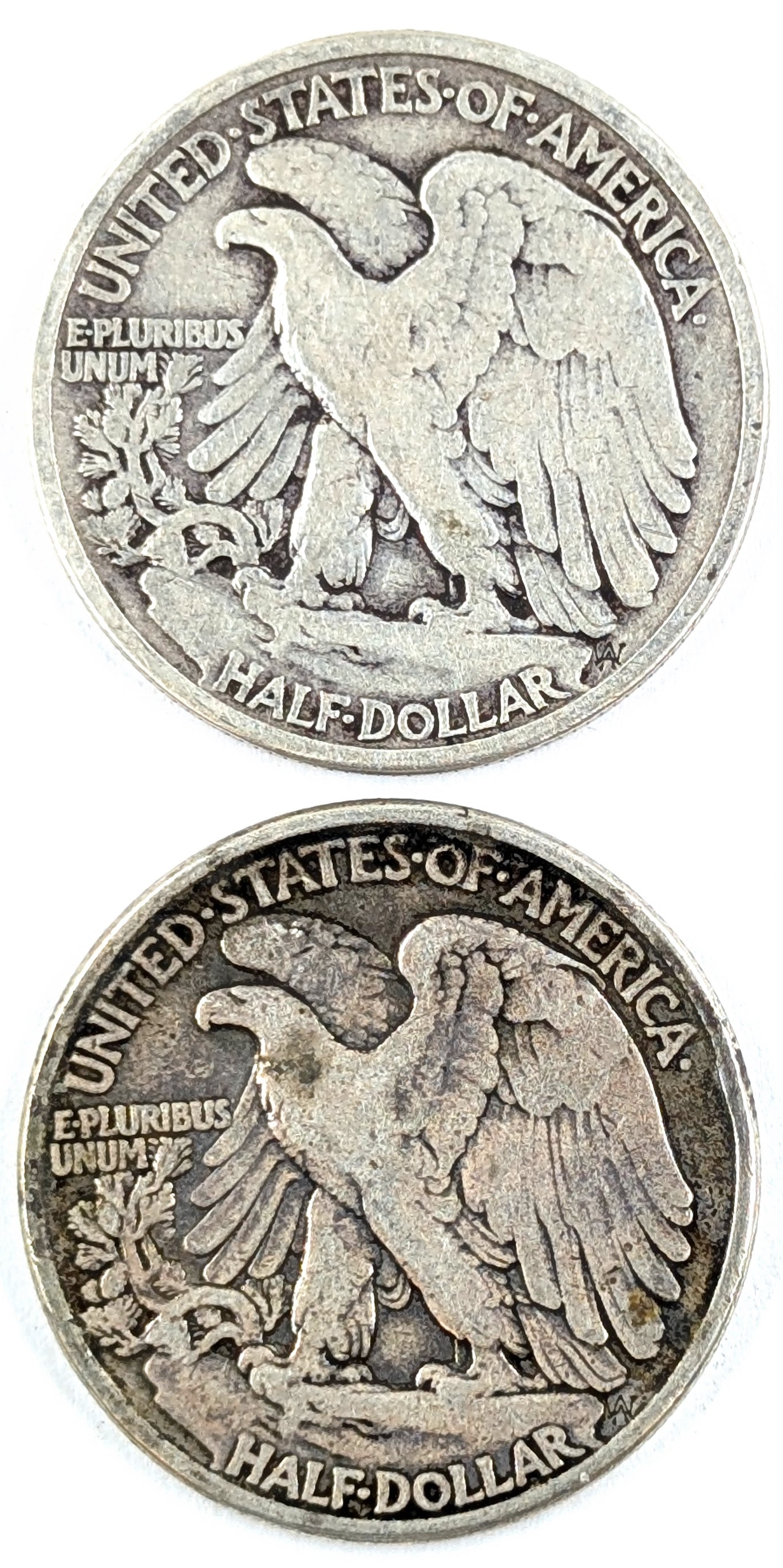 Lot of 2 Silver Walking Liberty Half Dollars- 1942, 1943 - 2