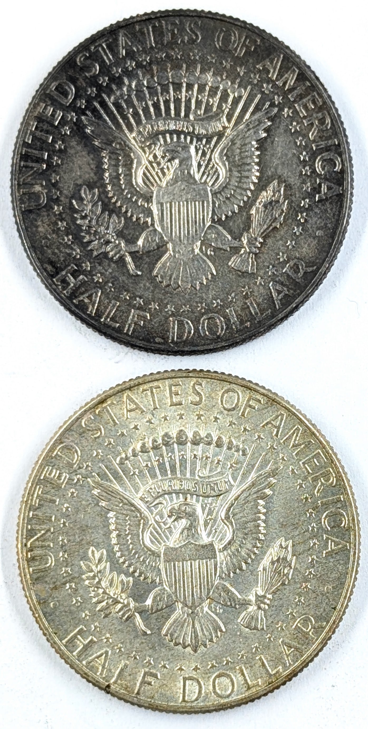 Lot of 2 Silver John F Kennedy Half Dollars - 1966, 1967 - 2
