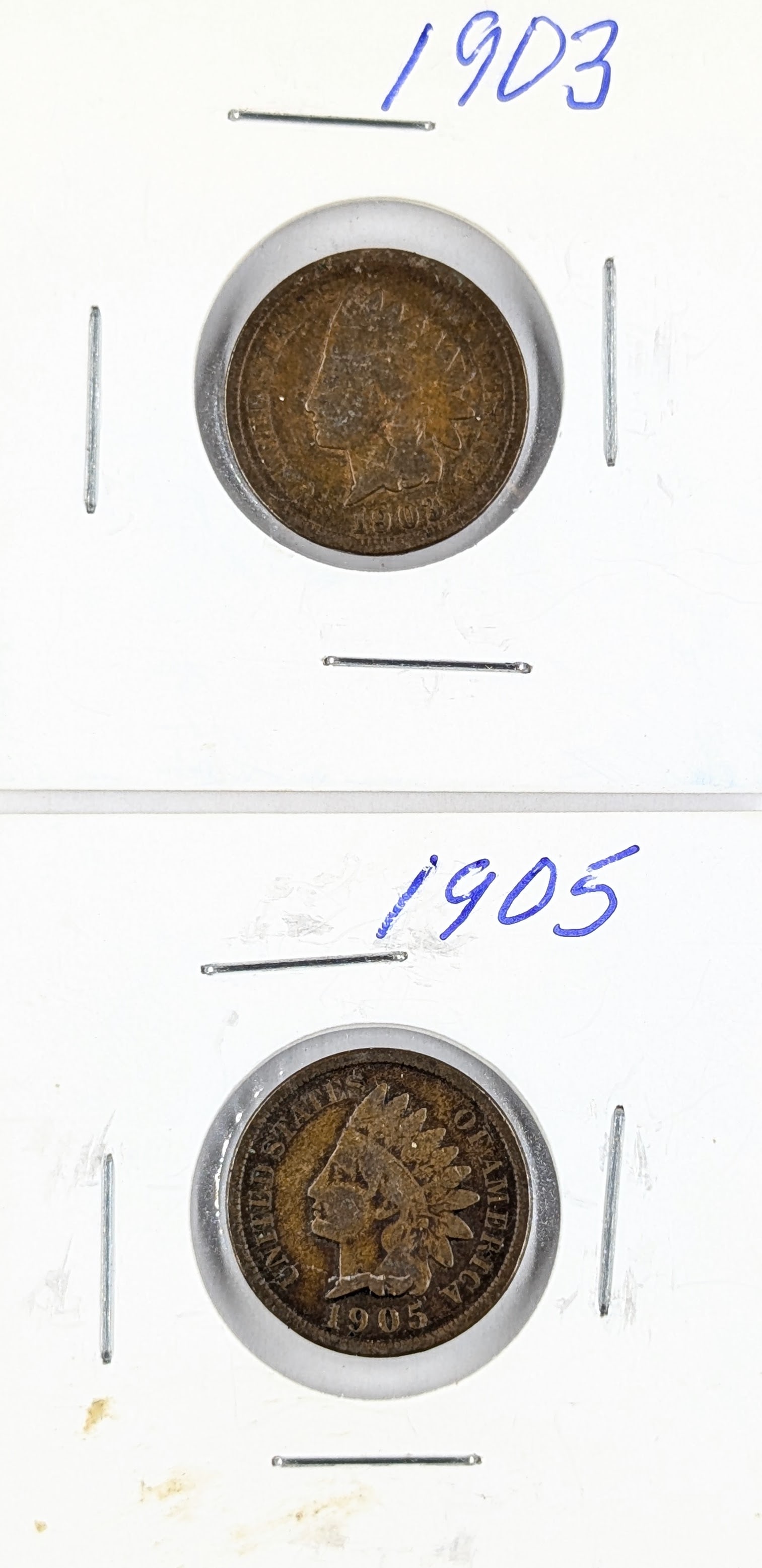 Lot of 2 Indian Head Cents - 1903, 1905: Coin