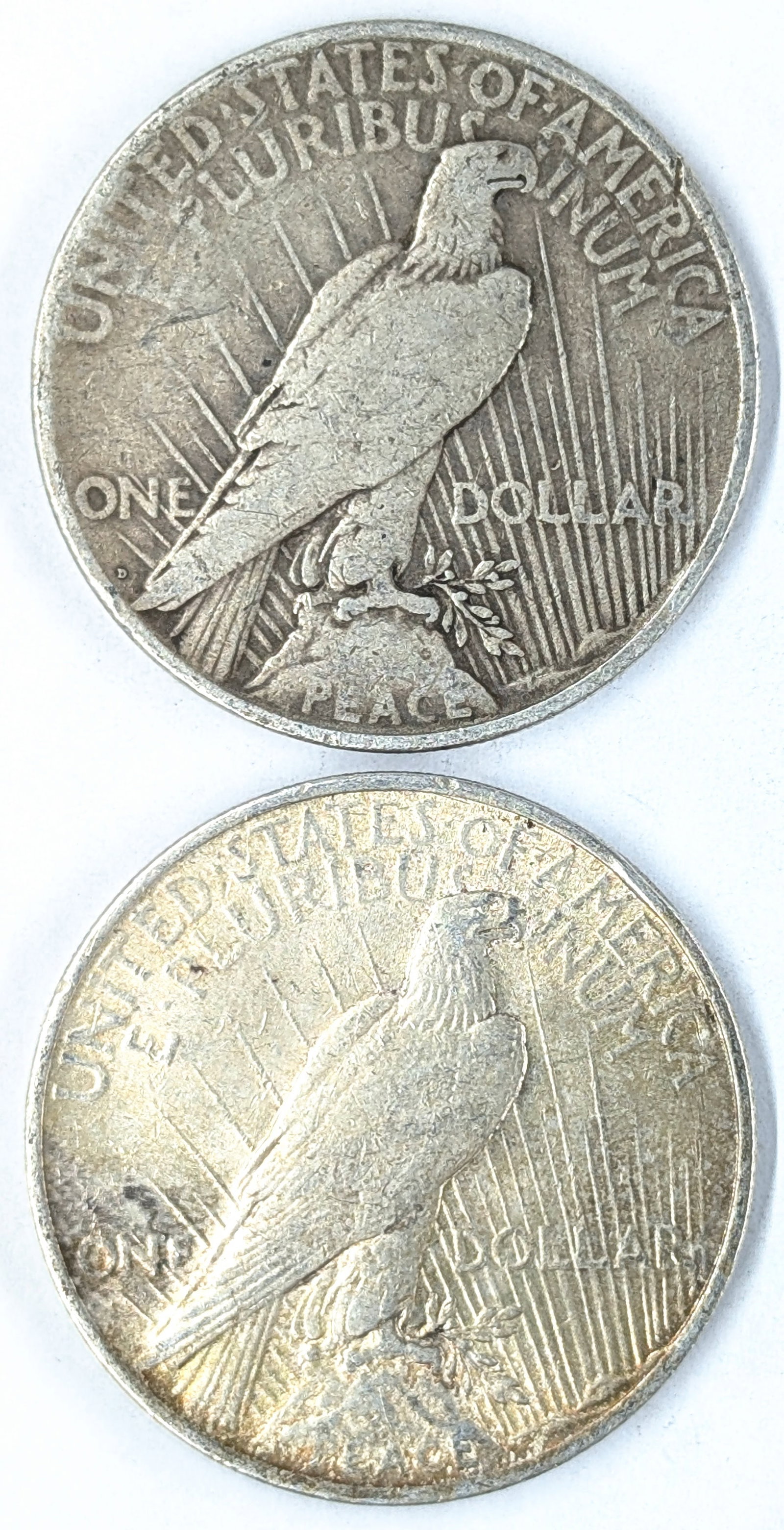 Lot of 2 Silver Peace Dollars - 1922-D, 1923 - 2