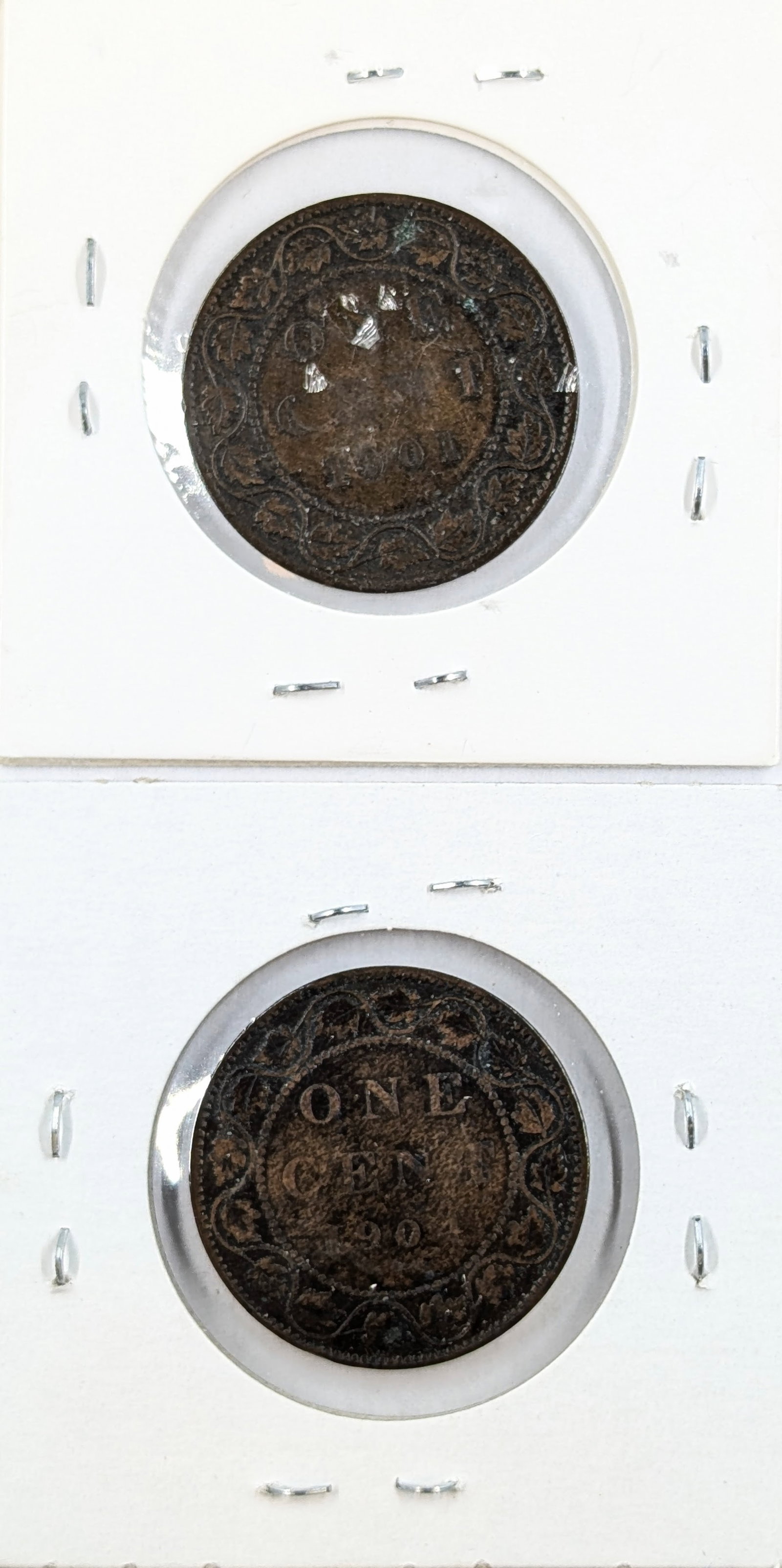 Lot of 2 Canadian Large Cents- 1901, 1904 - 2