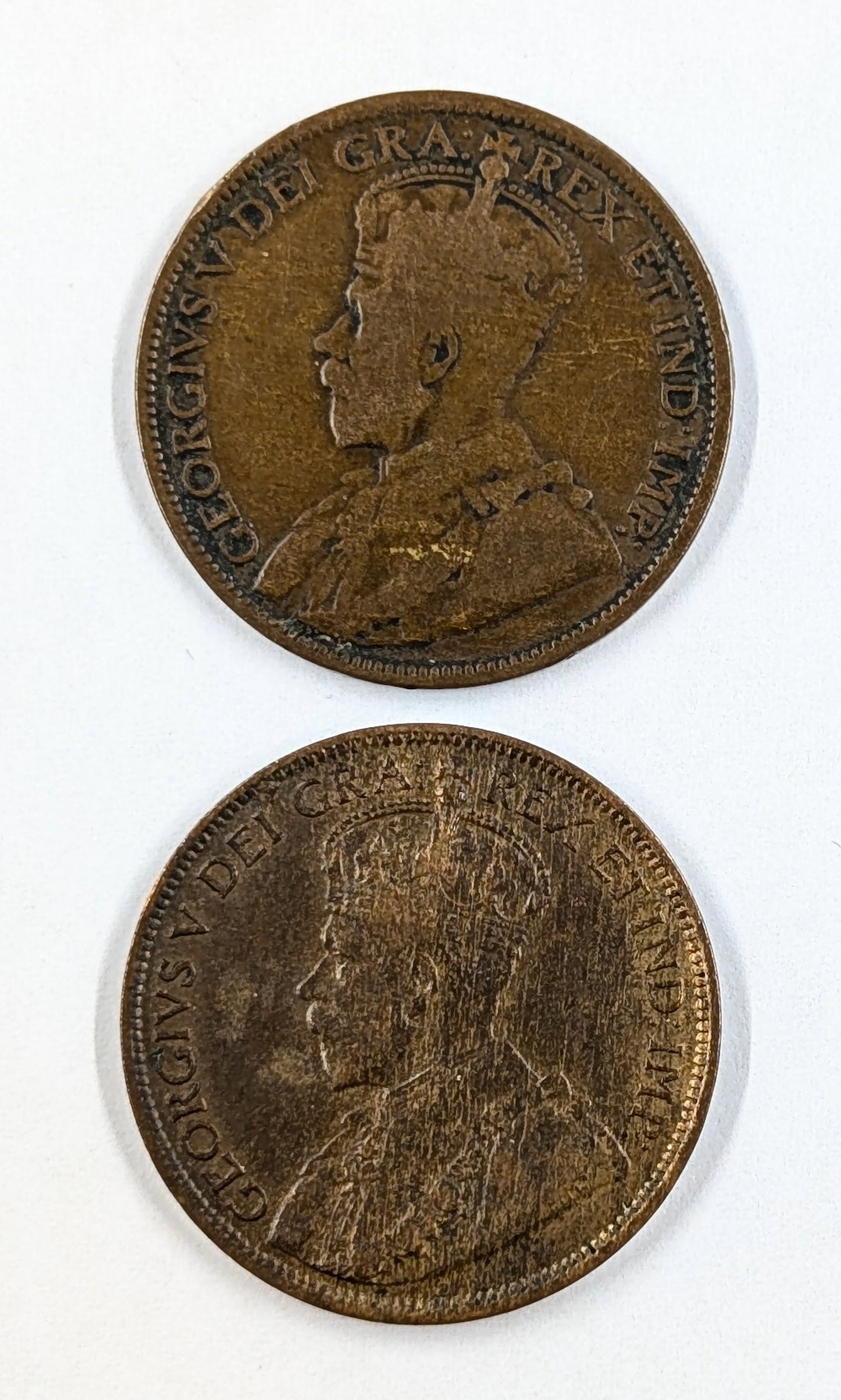 Lot of 2 Canadian Large Cents- 1916, 1917: Coin