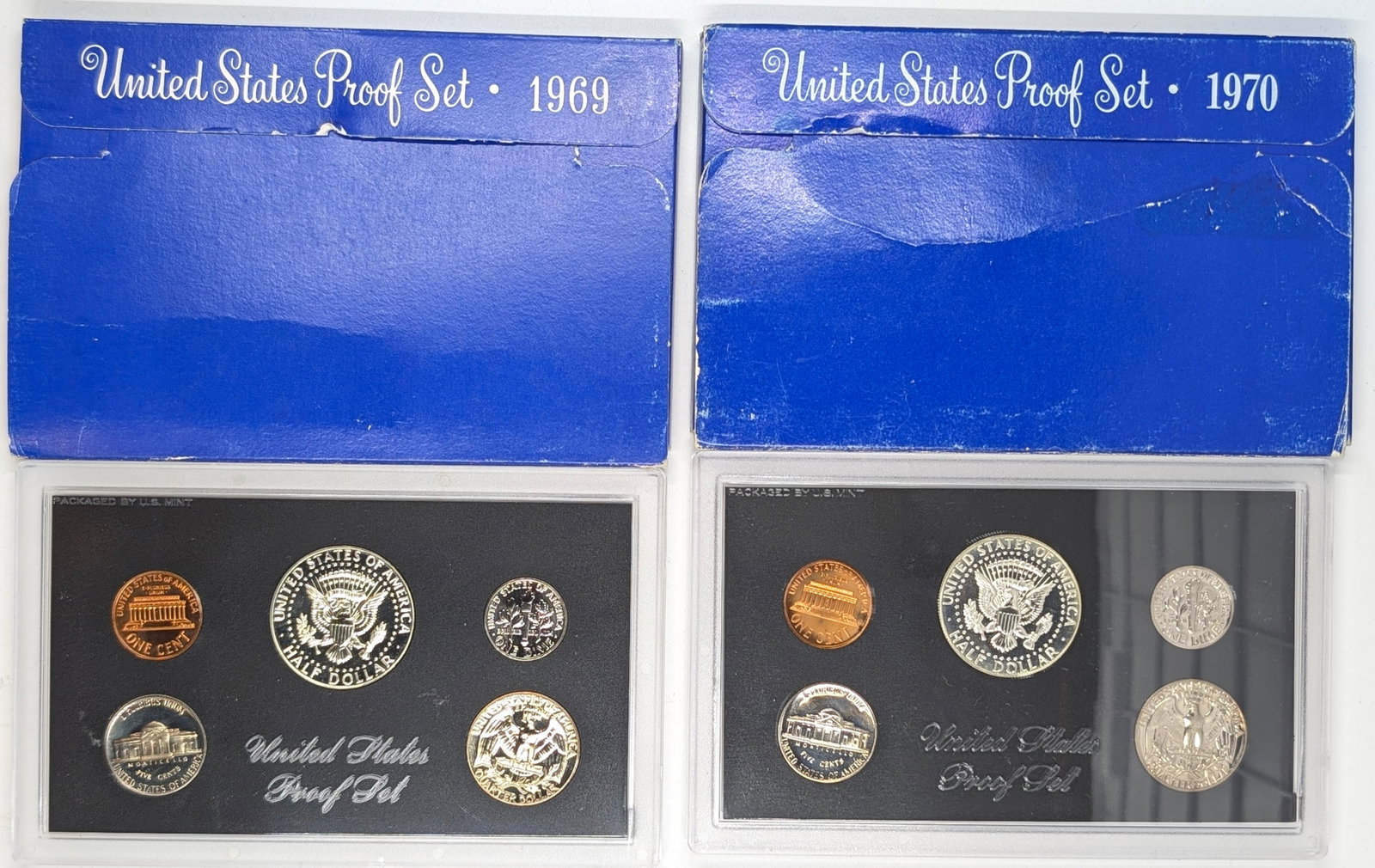 Lot of 2 US Mint Proof Sets w/ Silver JFK Halves - 1969, 1970 - 2