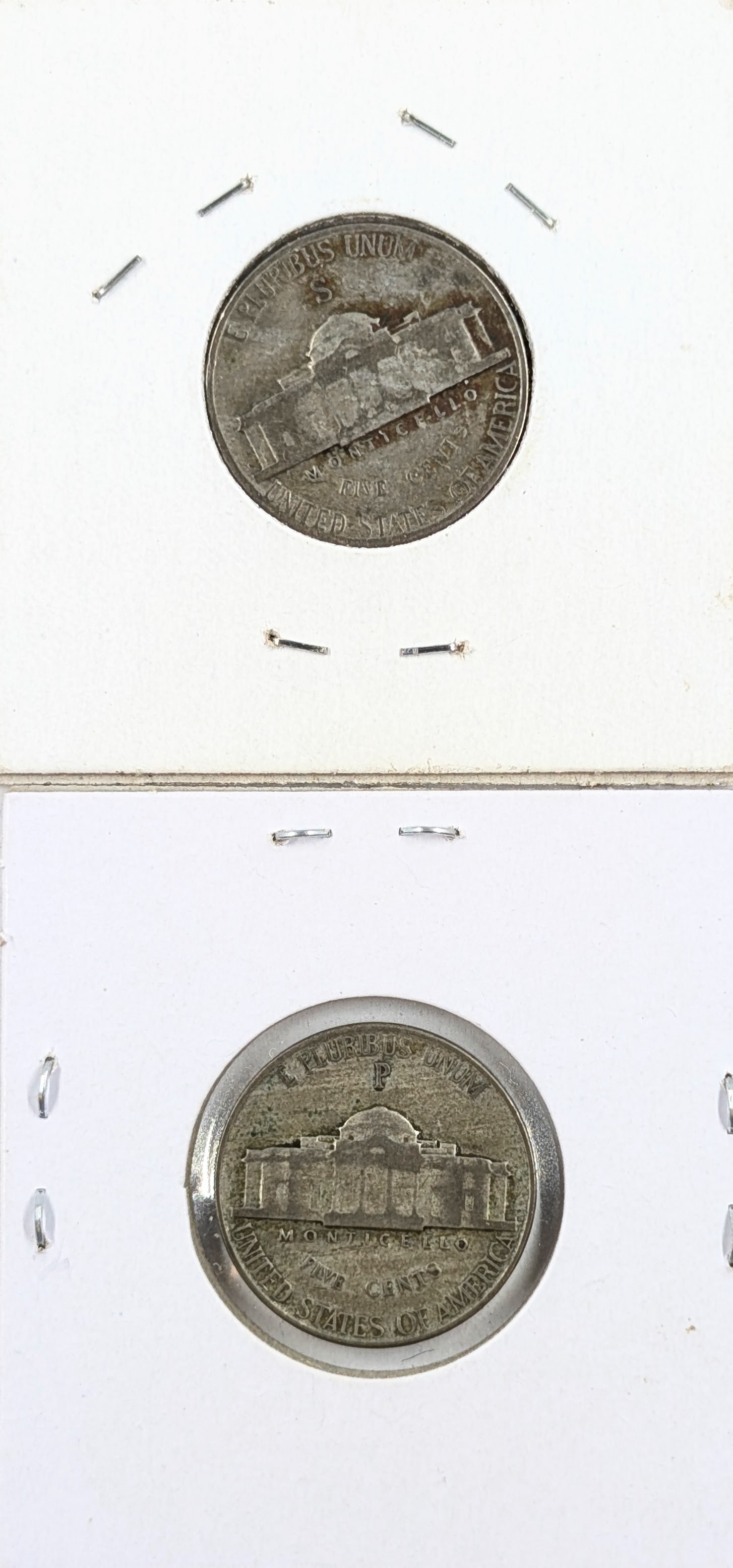 Lot of 2 Silver War Nickels - 1944-S, 1945-P - 2