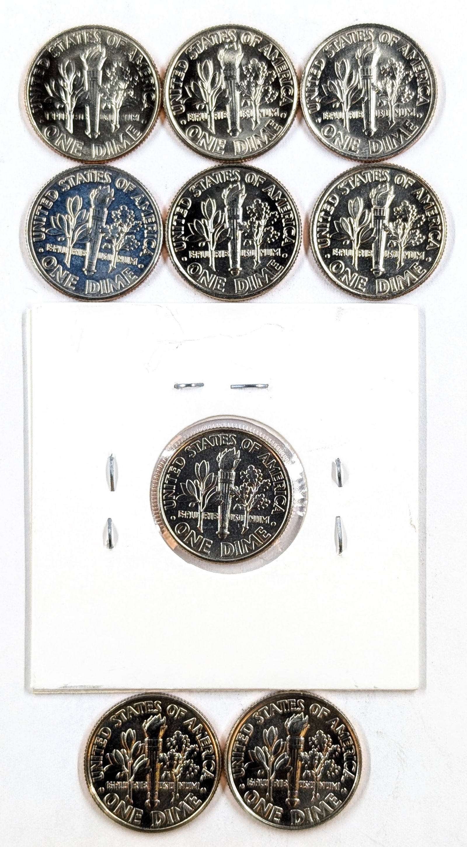 Lot of 9 Uncirculated Roosevelt Dimes-1987-1997 - 2