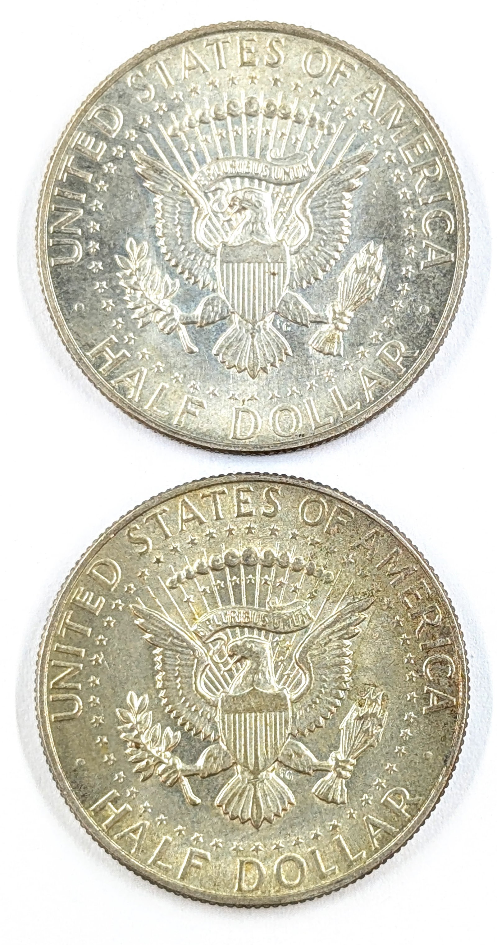 Lot of 2 Silver John F Kennedy Half Dollars - 1967, 1968-D - 2