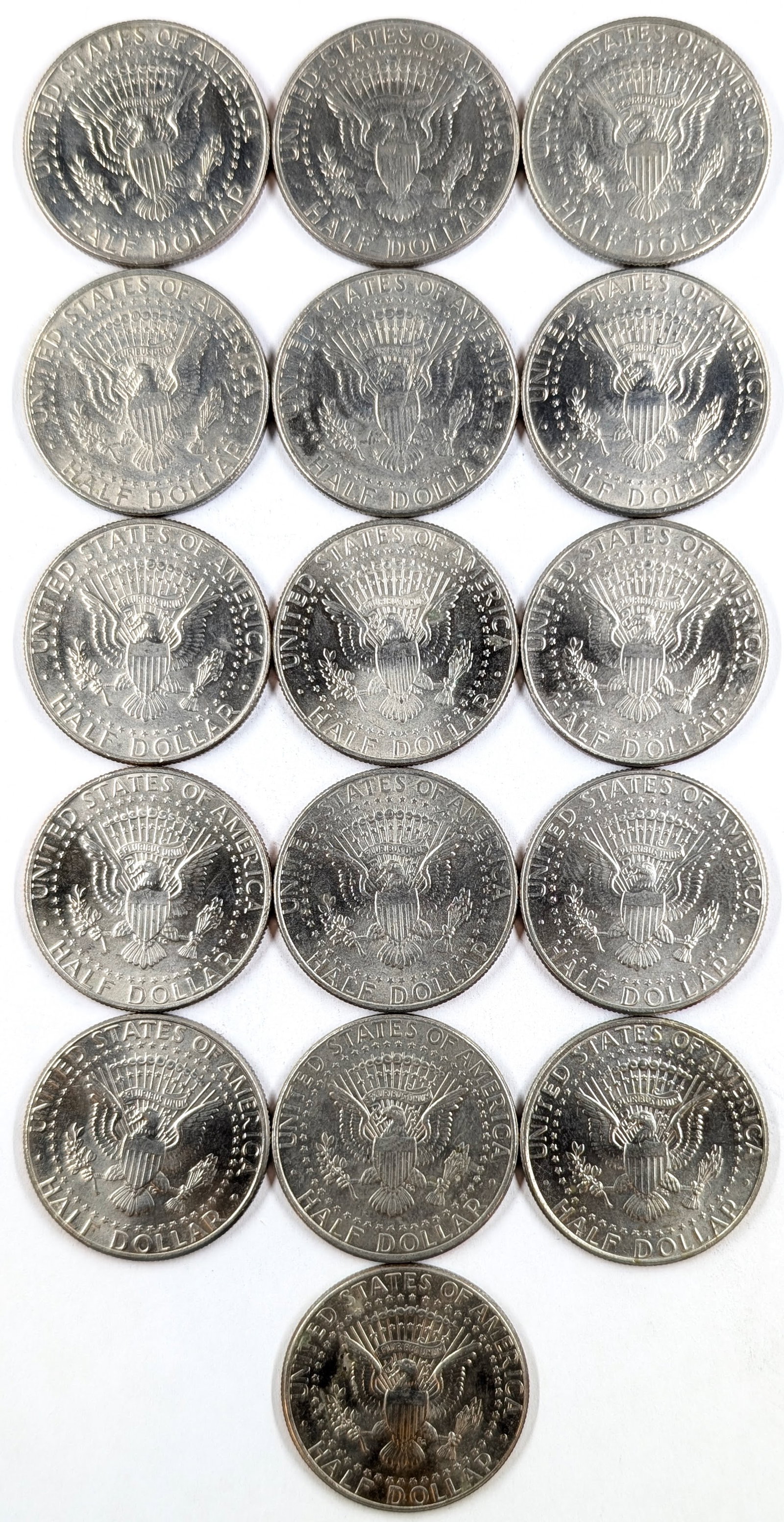 Lot of 16 John F Kennedy Half Dollars- 1990-1996 - 2