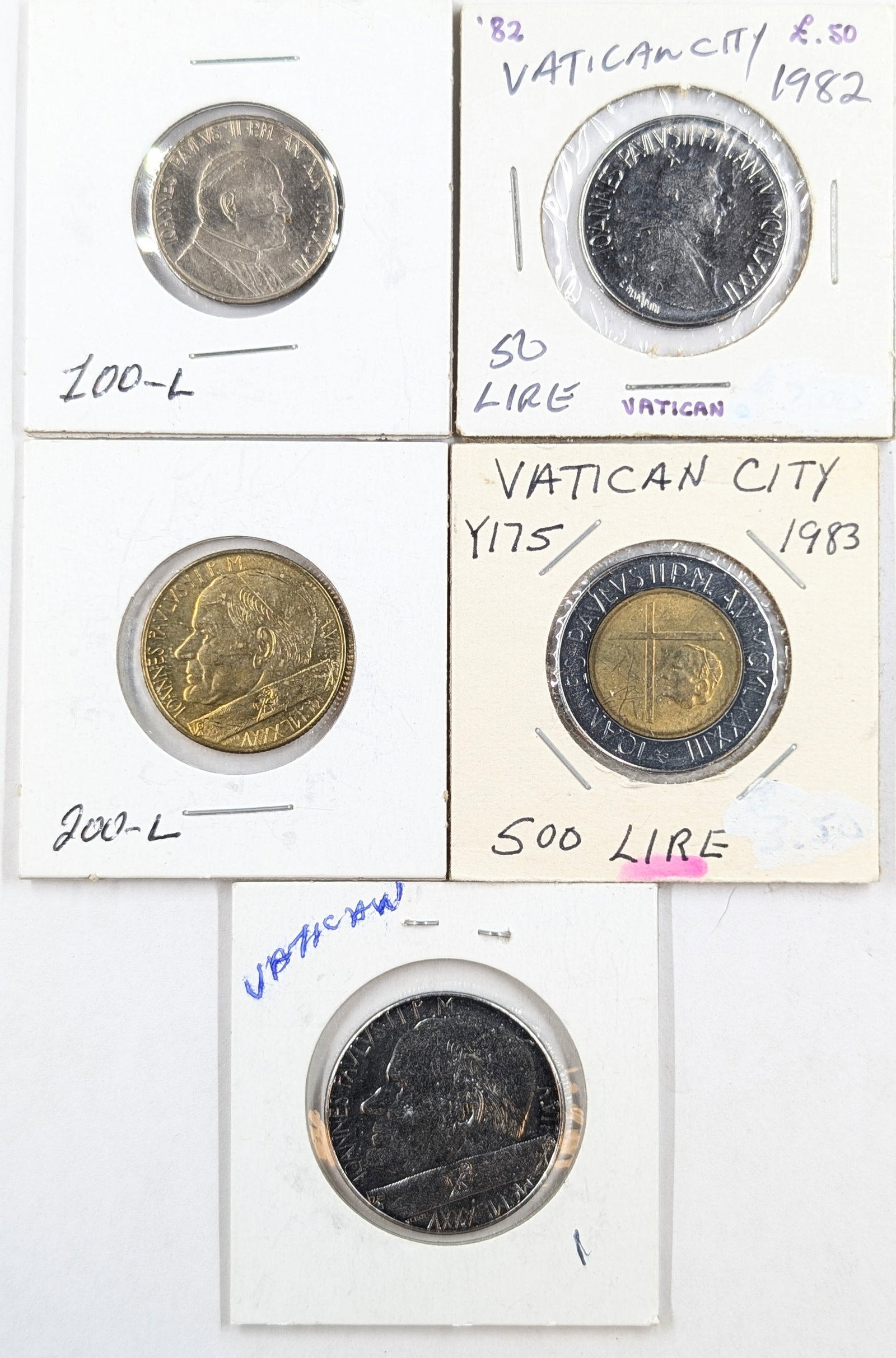 Lot of 5 Vatican City Coins: Coin