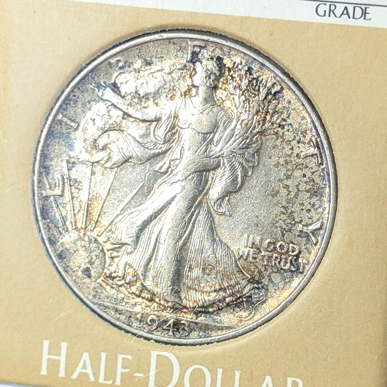 FEATURE-1943 Uncirculated Silver Walking Liberty Half Dollar- Great Toning! - 3
