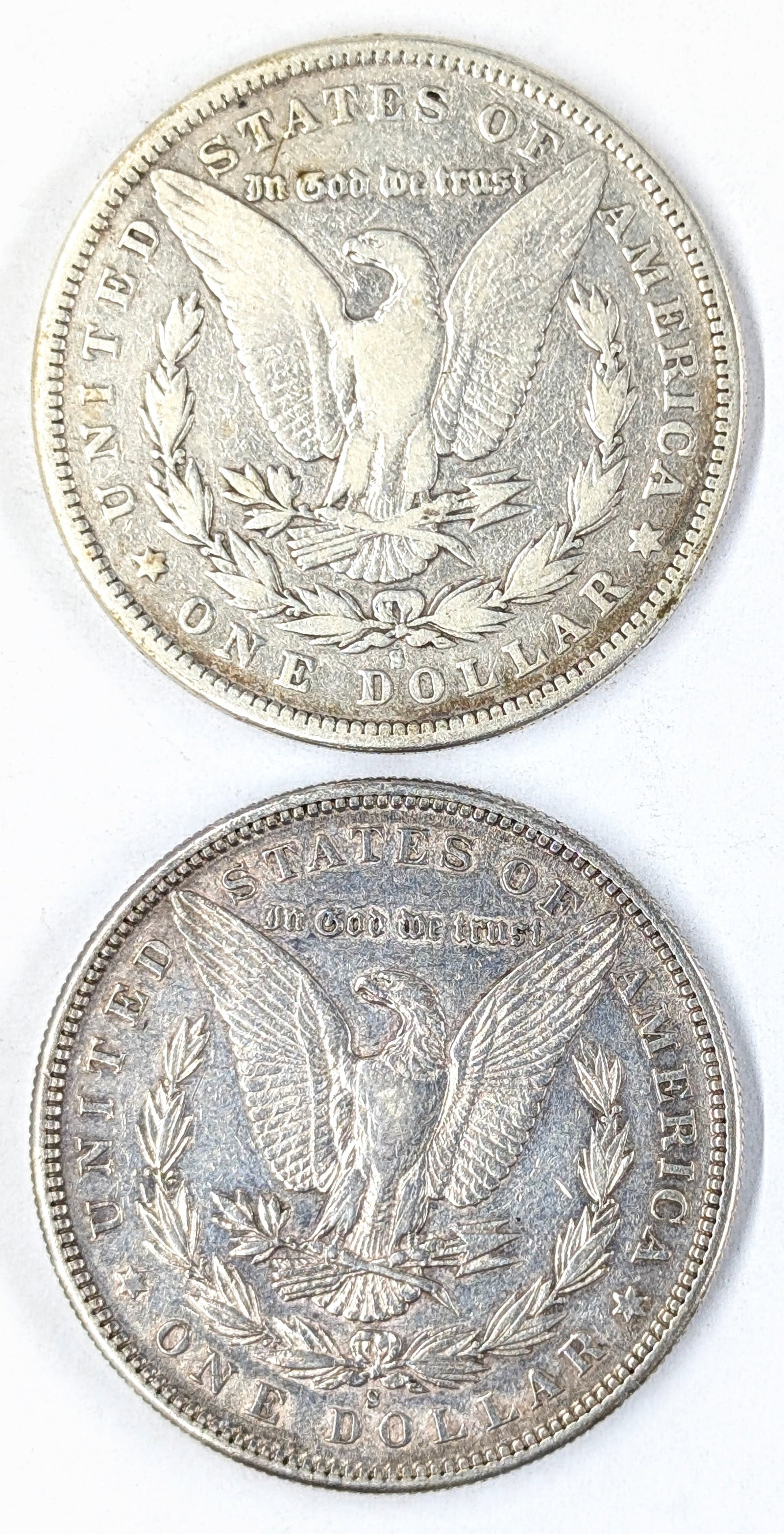 Lot of 2 Morgan Silver Dollars- 1879-S, 1880-S - 2