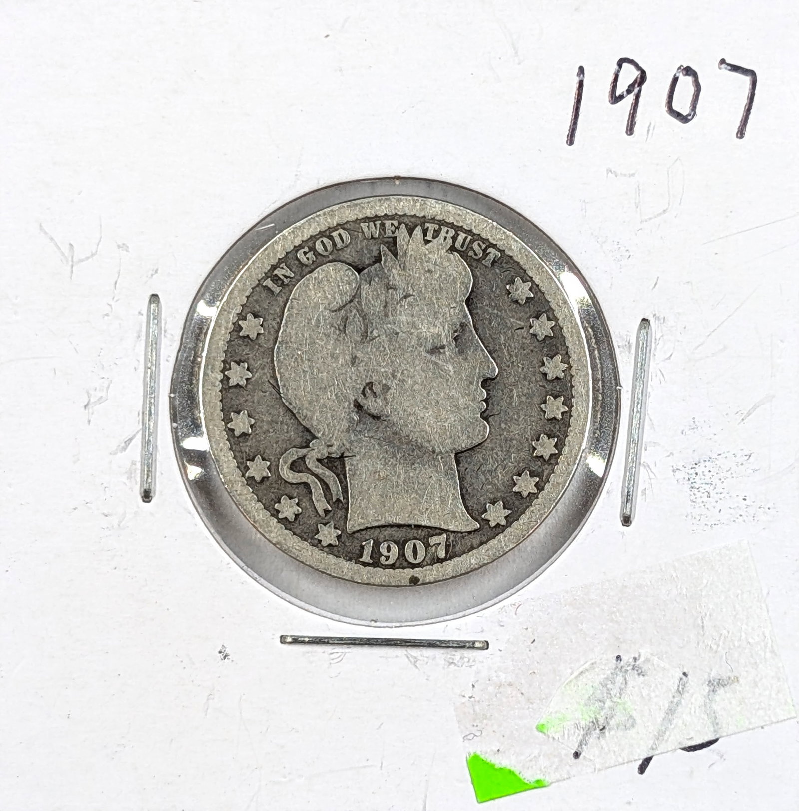 1907 Silver Barber Quarter (1 of 2)