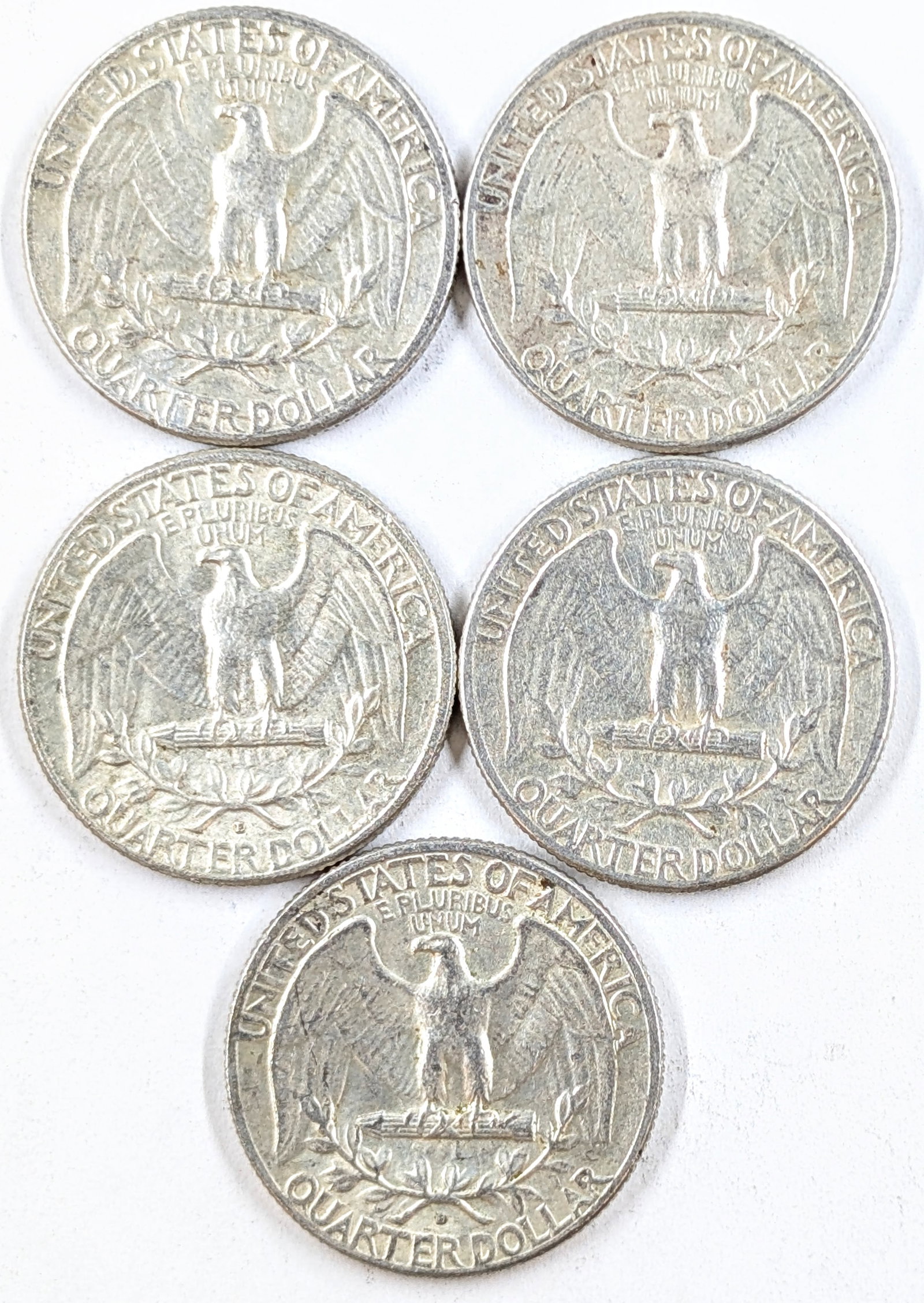 Lot of 5 Silver Washington Quarters- 1960-1964 - 2