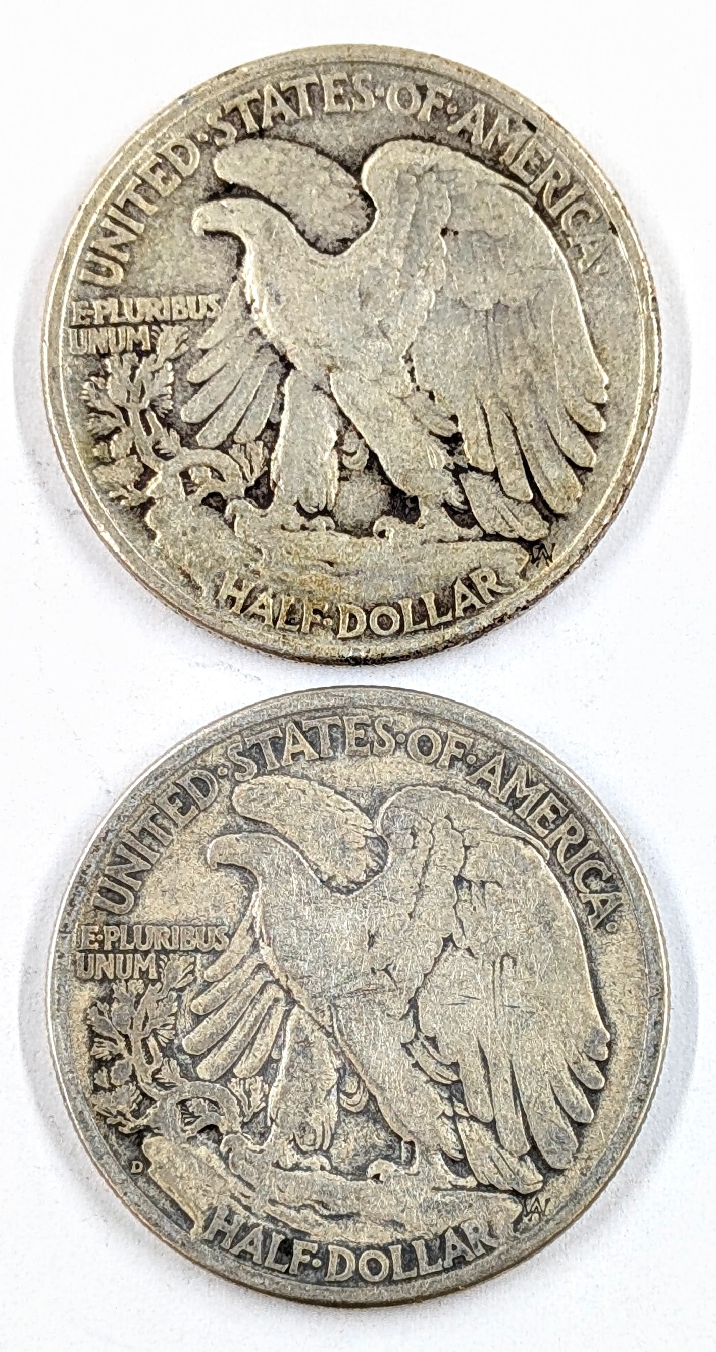 Lot of 2 Silver Walking Liberty Half Dollars- 1946, 1947-D - 2