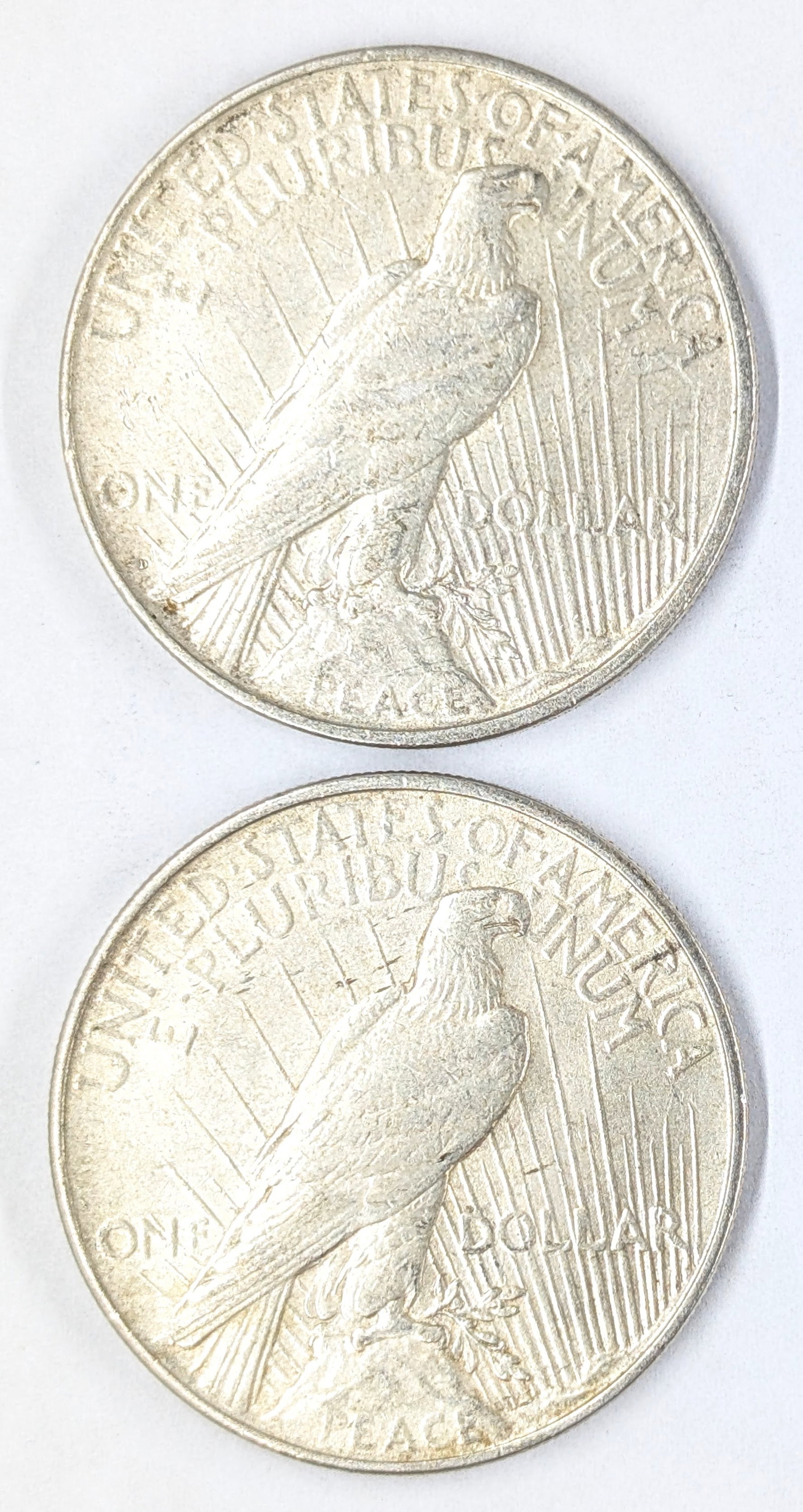 Lot of 2 Silver Peace Dollars- 1922 D/P - 2