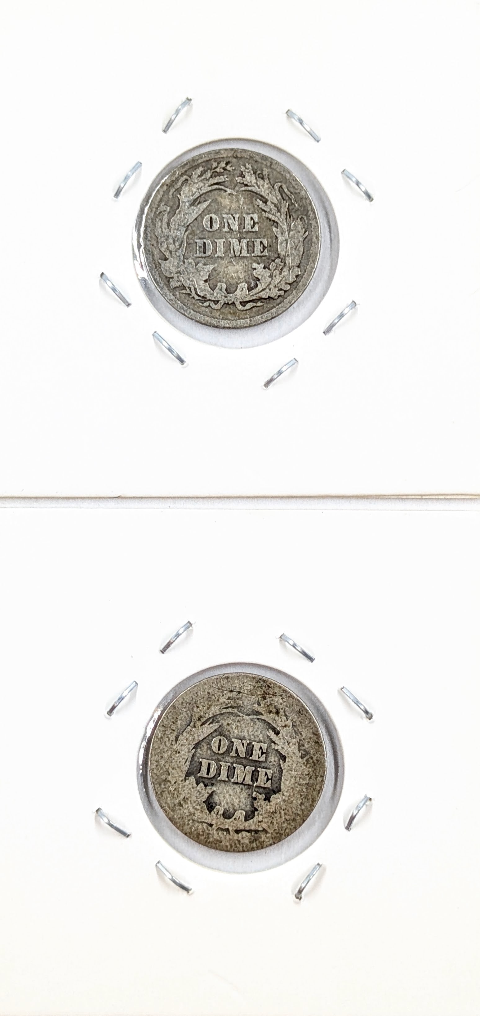 Lot of 2 Silver Barber Dimes- 1898, 1902 - 2