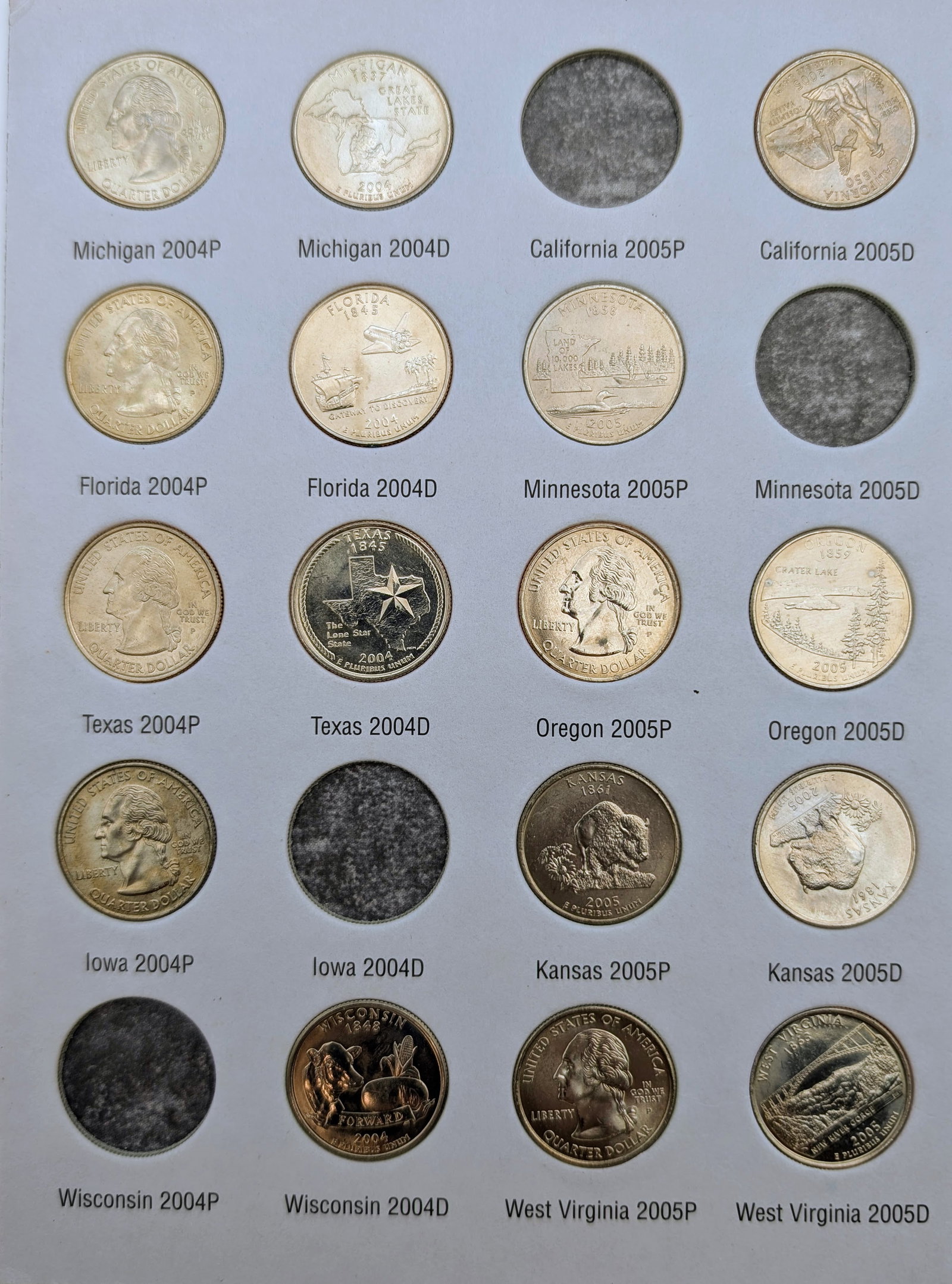Washington Quarters State Collection 2004-2008 Coin Album - 2