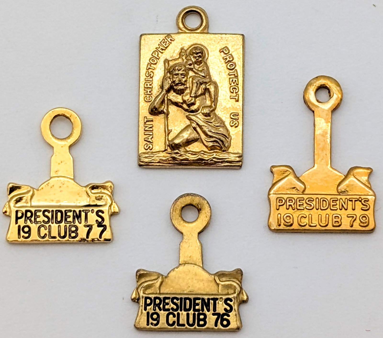Lot of 4 Gold Filled Vintage President's Club Pendants: Jewelry